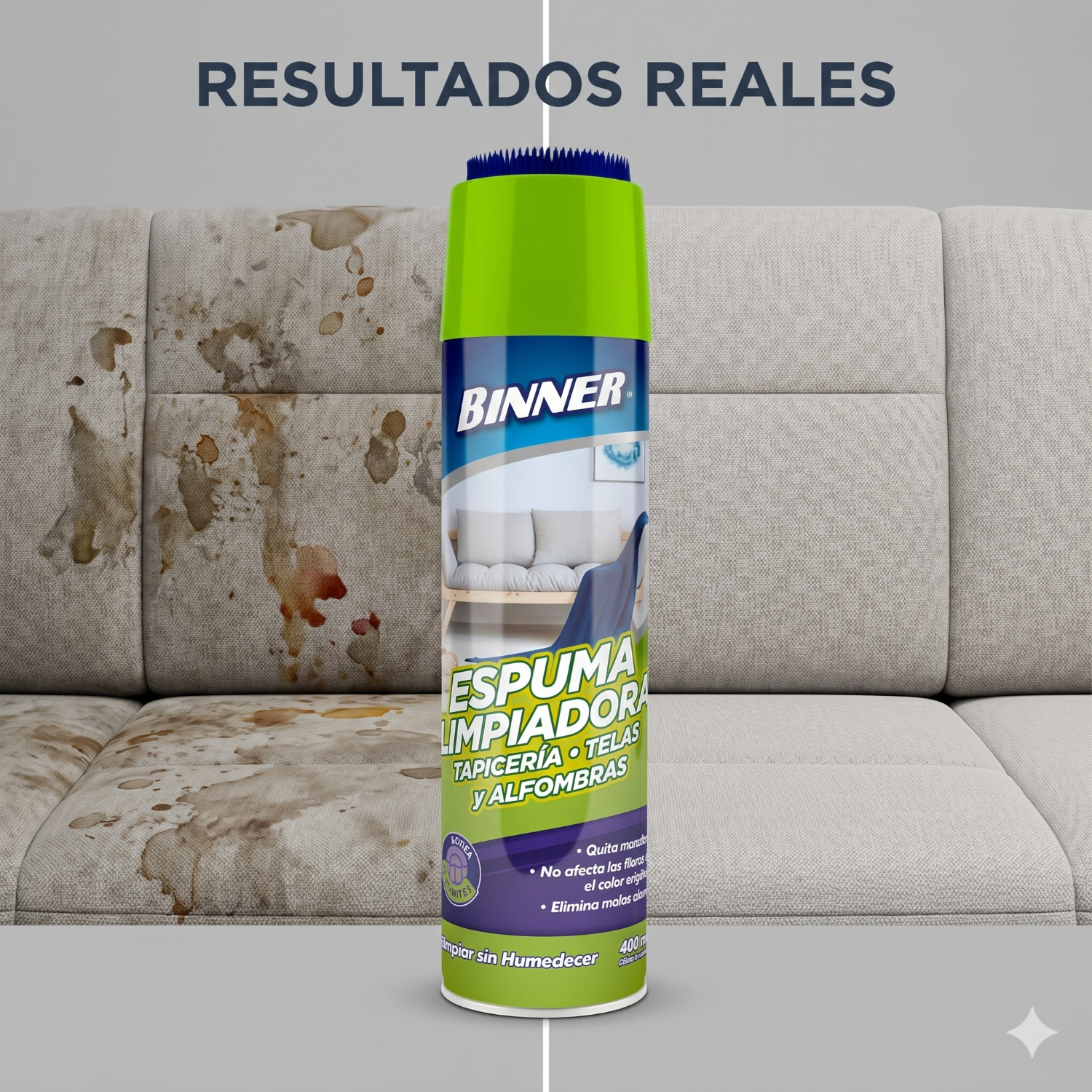 Limpiador Tapicería Telas Alfombras Binner Espuma 400ml-5