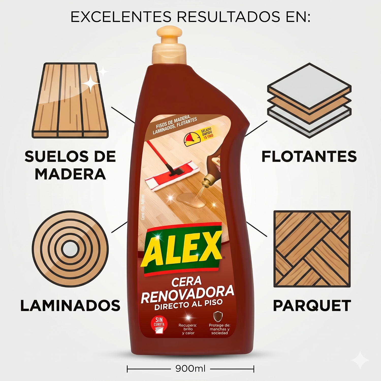 Cera Líquida Renovadora Alex 900ml - Madera y Laminados-2