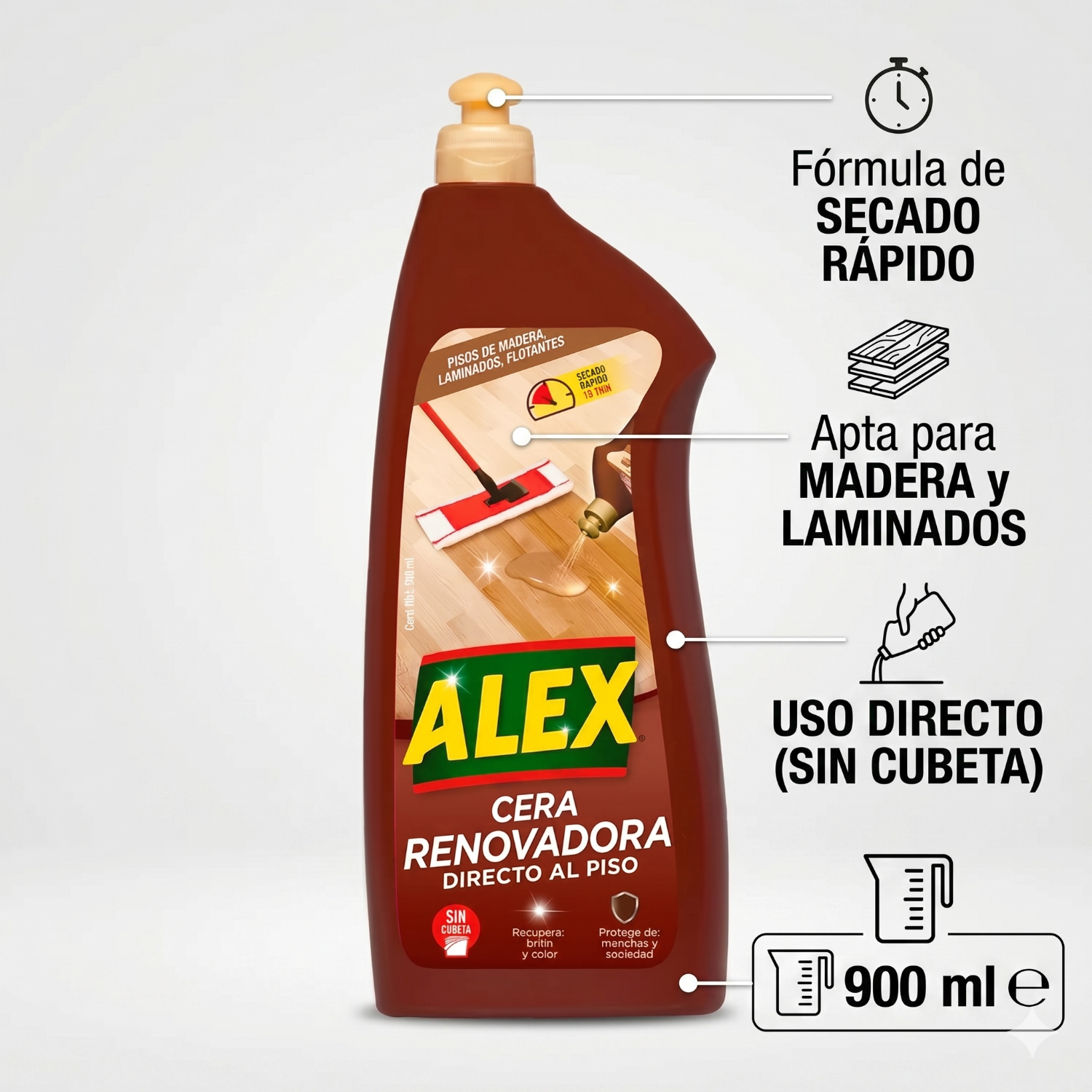 Cera Líquida Renovadora Alex 900ml - Madera y Laminados-3