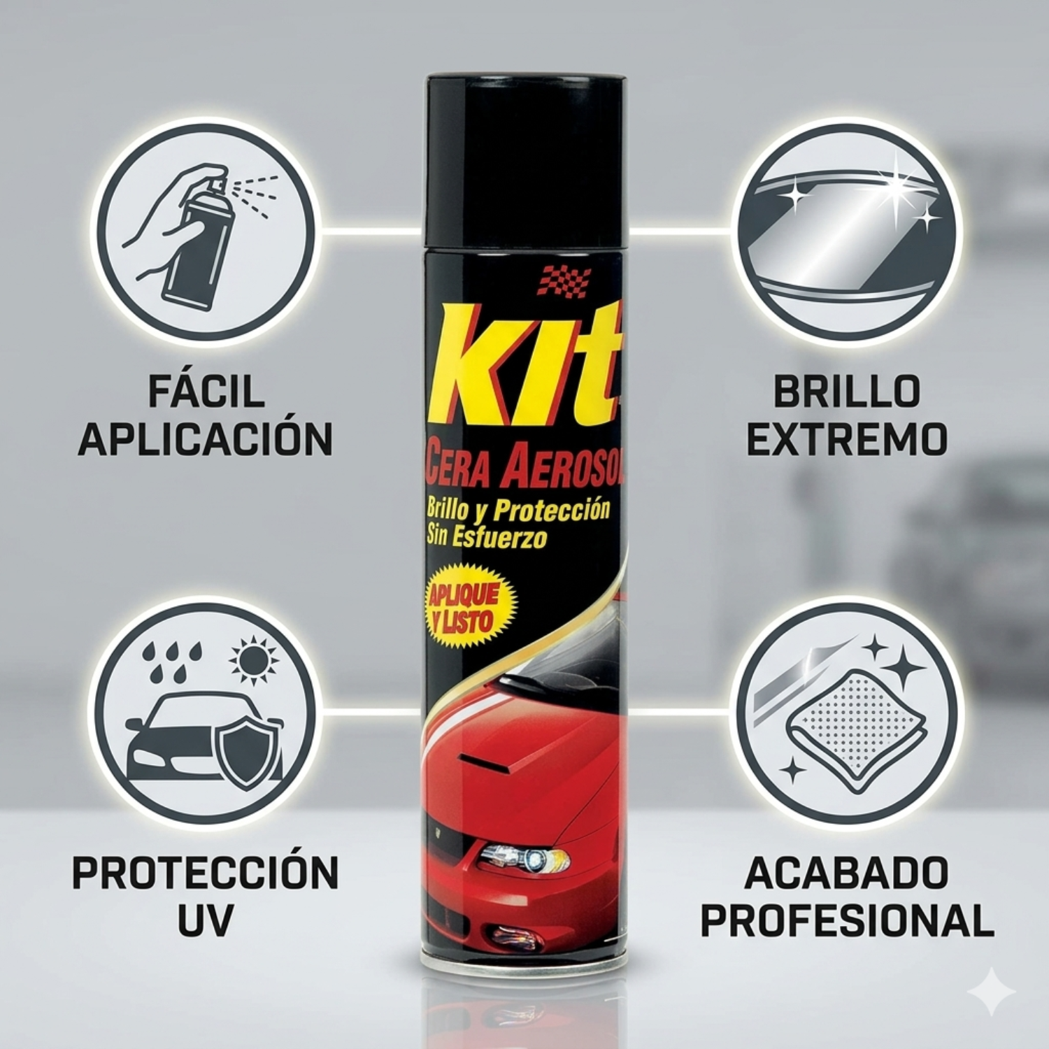 Cera para Autos en Aerosol Kit 360ml Brillo y Protección-2