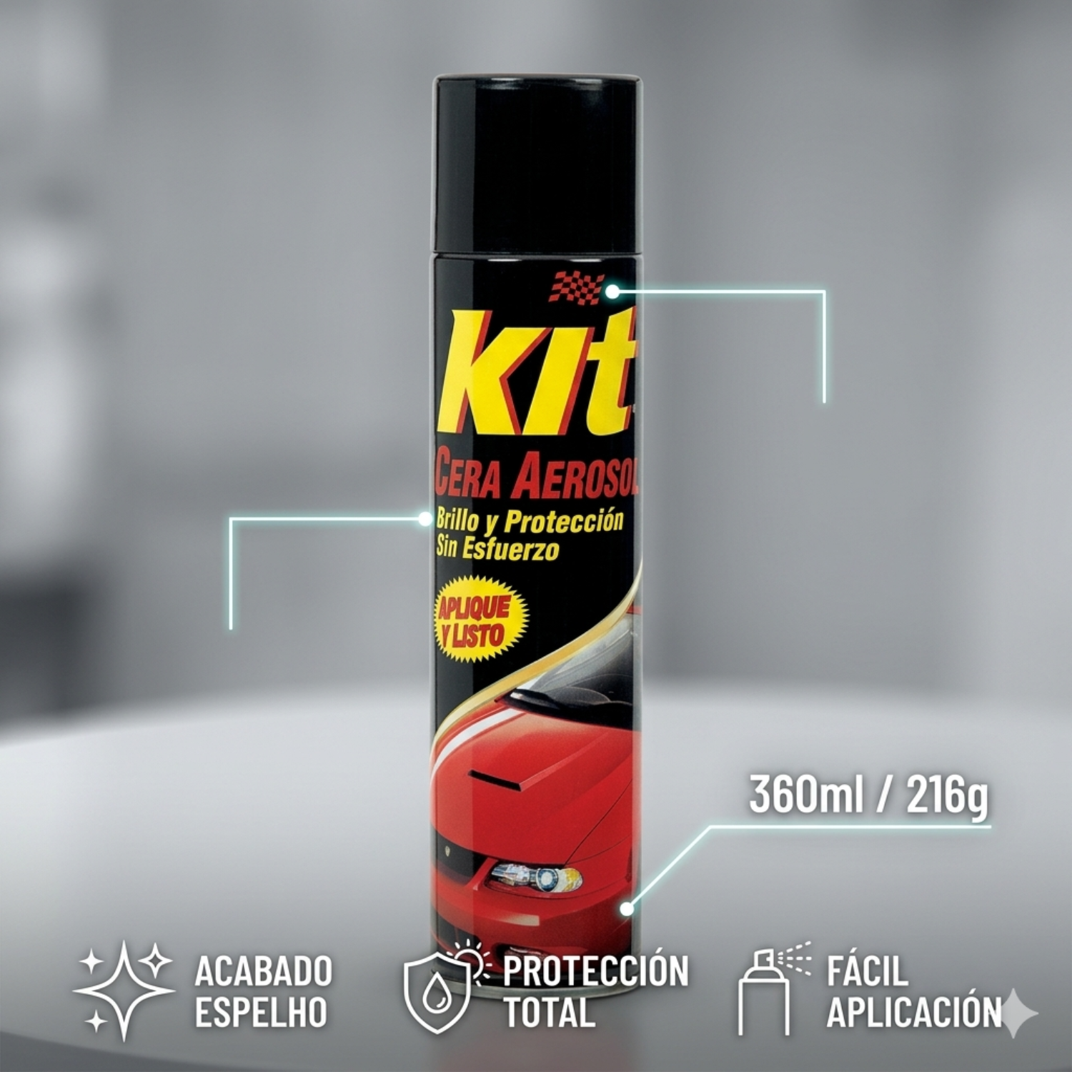 Cera para Autos en Aerosol Kit 360ml Brillo y Protección-3