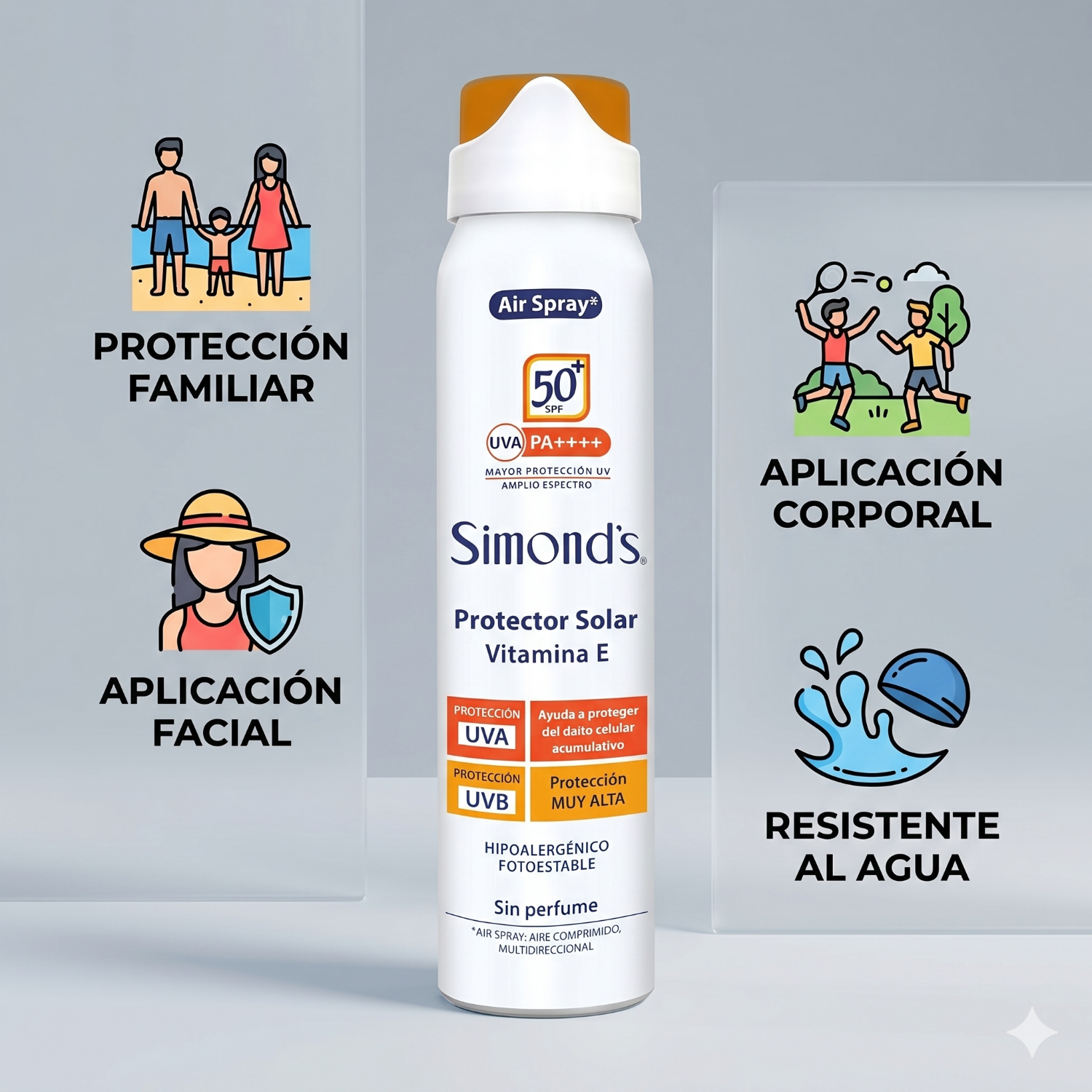 Protector solar air spray Simonds FPS50 75ml-2