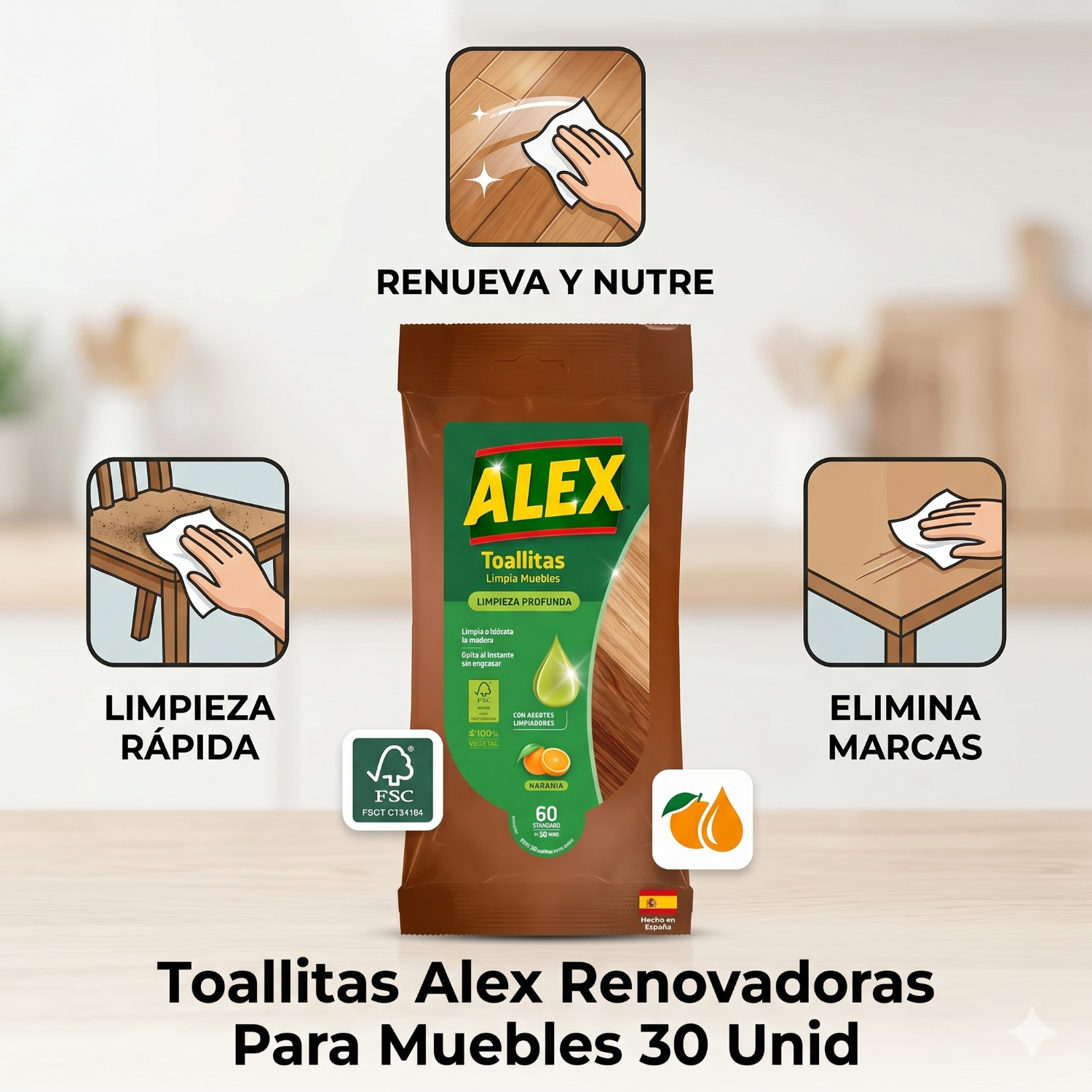 Toallitas Alex Renovadoras Para Muebles 30 Unid-2