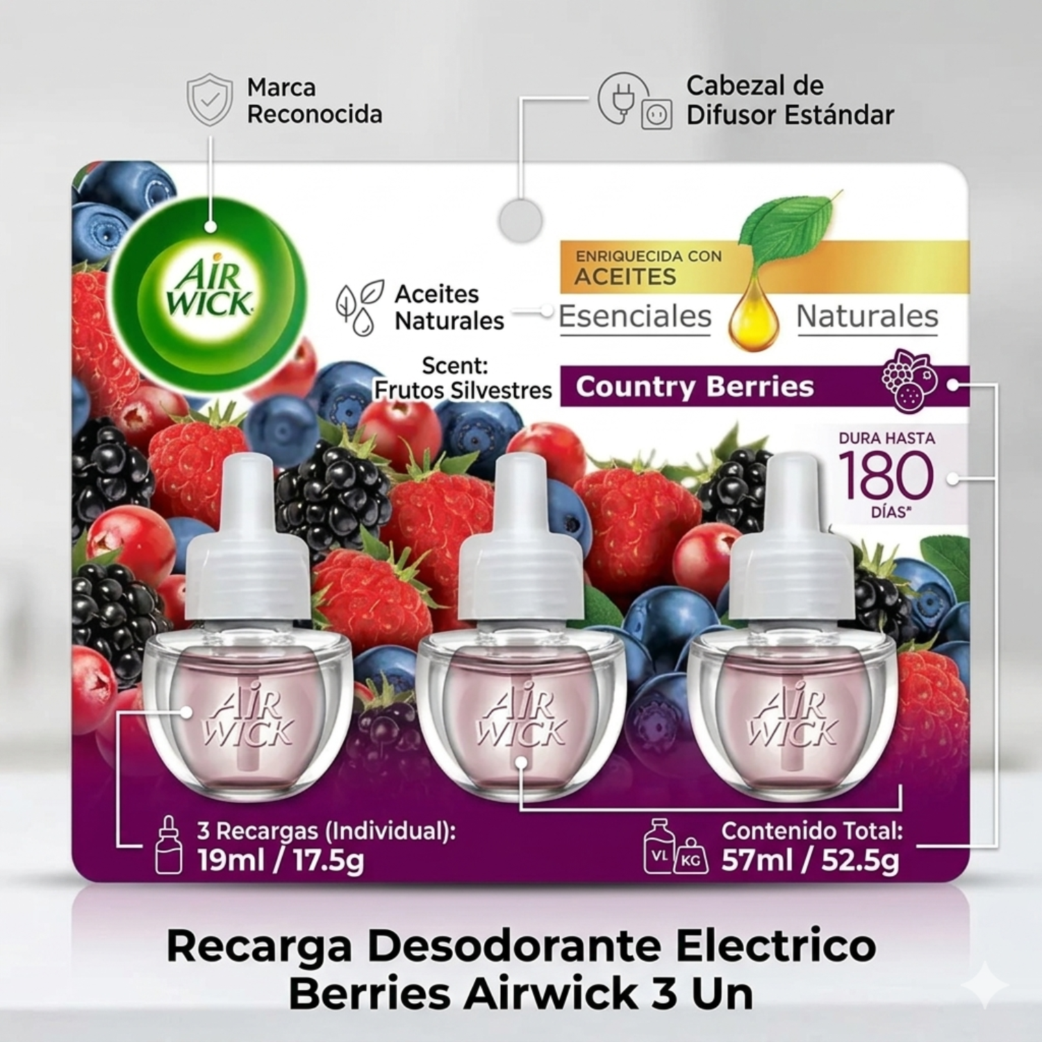 Recarga Desodorante Electrico Berries Airwick 3 Un-3