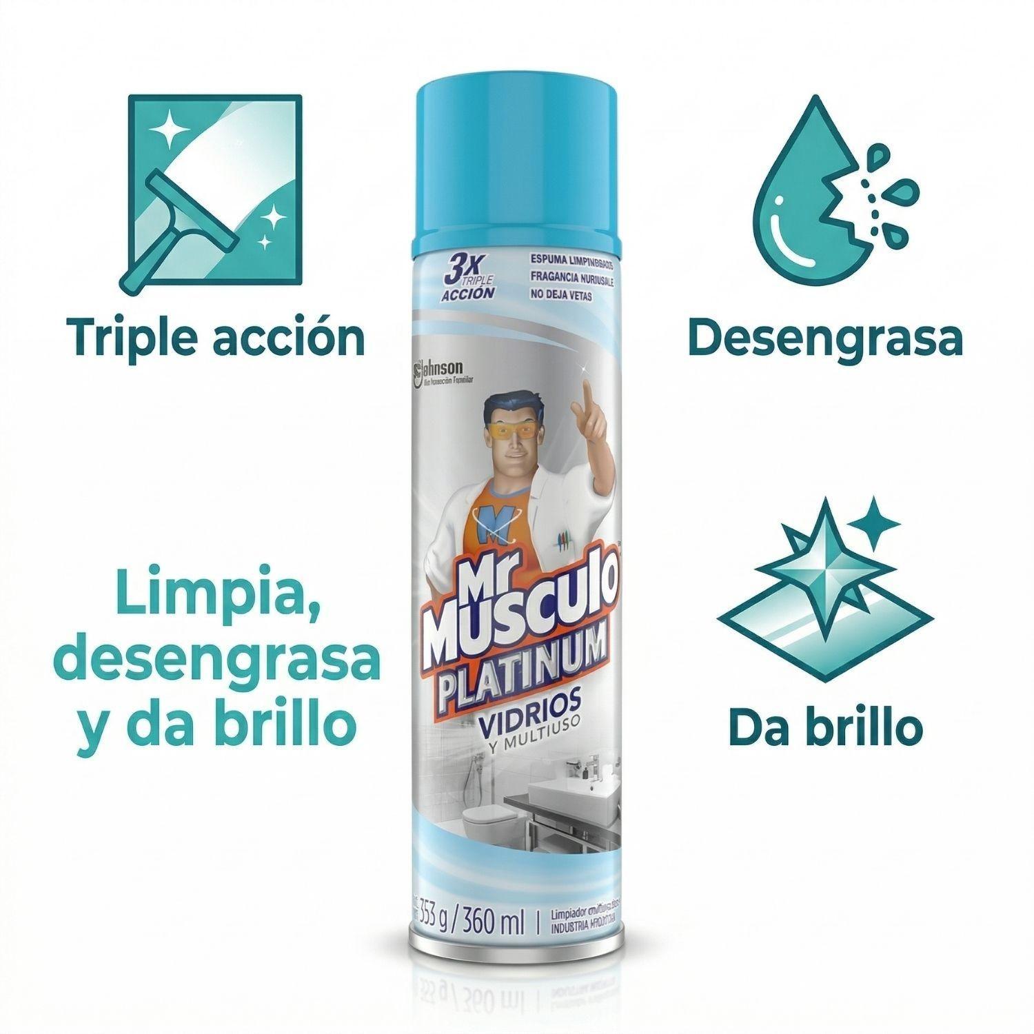 Mr Músculo Limpiavidrios Espuma 360ml Triple Acción-6