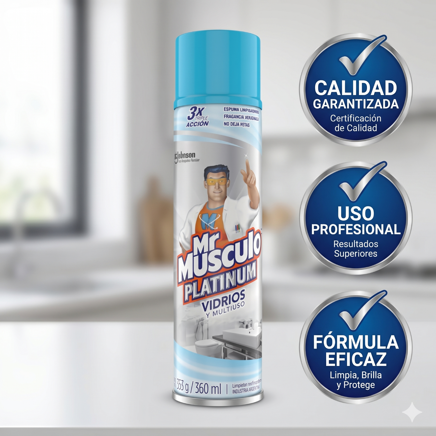Mr Músculo Limpiavidrios Espuma 360ml Triple Acción-4