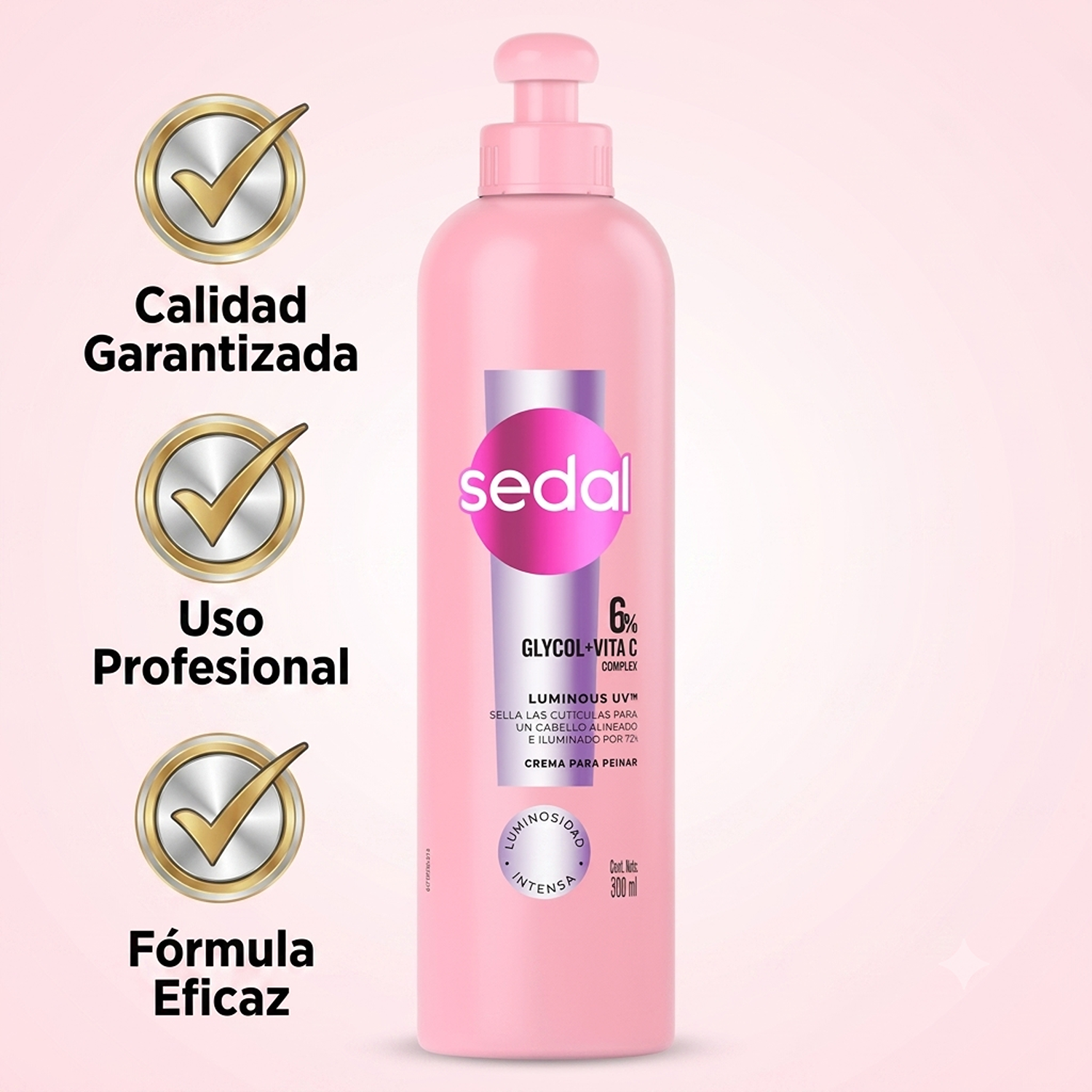Crema Peinar Luminous Sedal 300ml Glycol Vitamina C Brillo-5