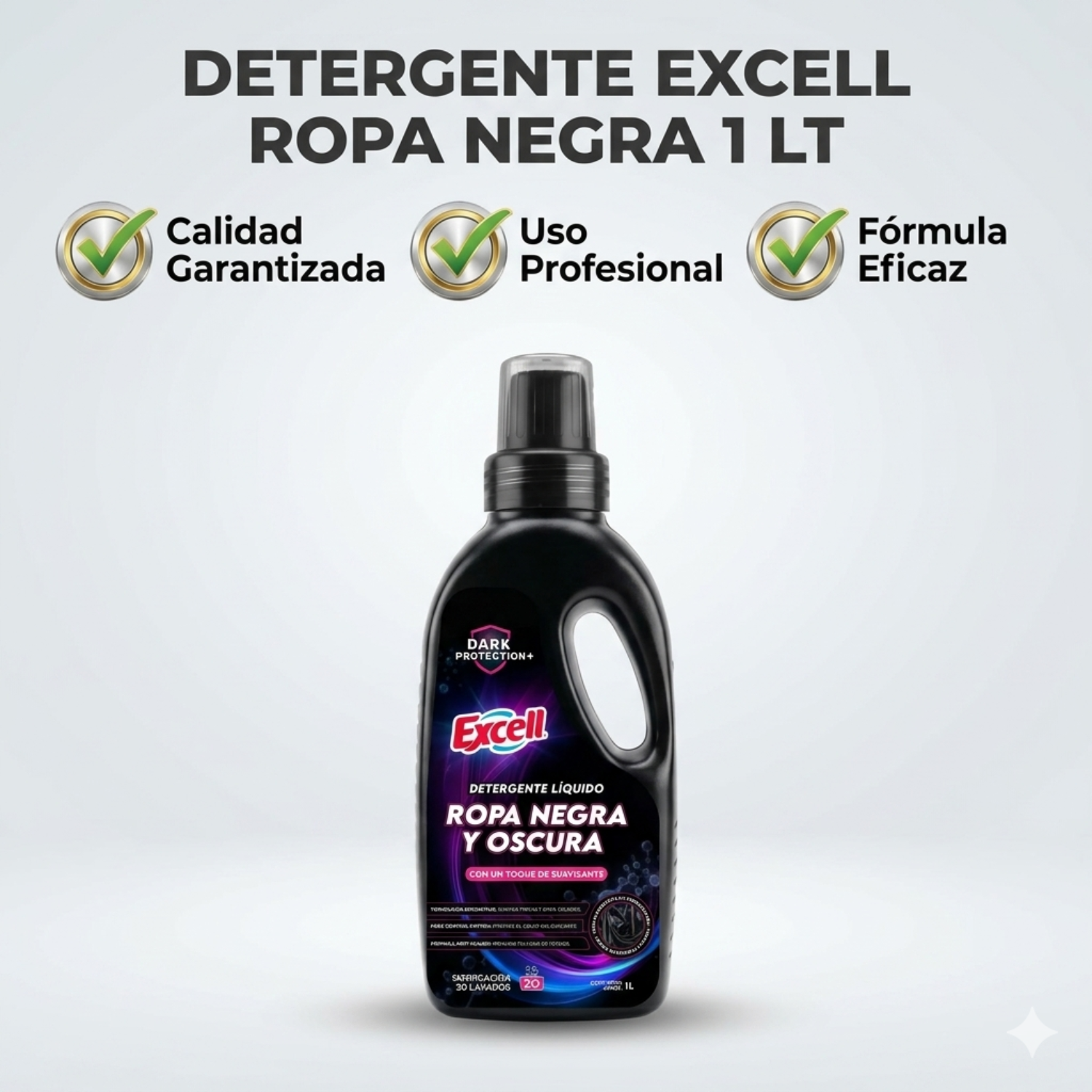 Detergente Liquido Ropa Negra Oscura Excell 1L 20 Lav-6