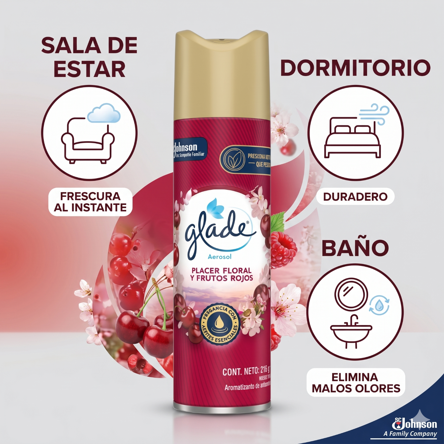 Glade Ambientador Placer Floral Frutos Rojos 255ml-2