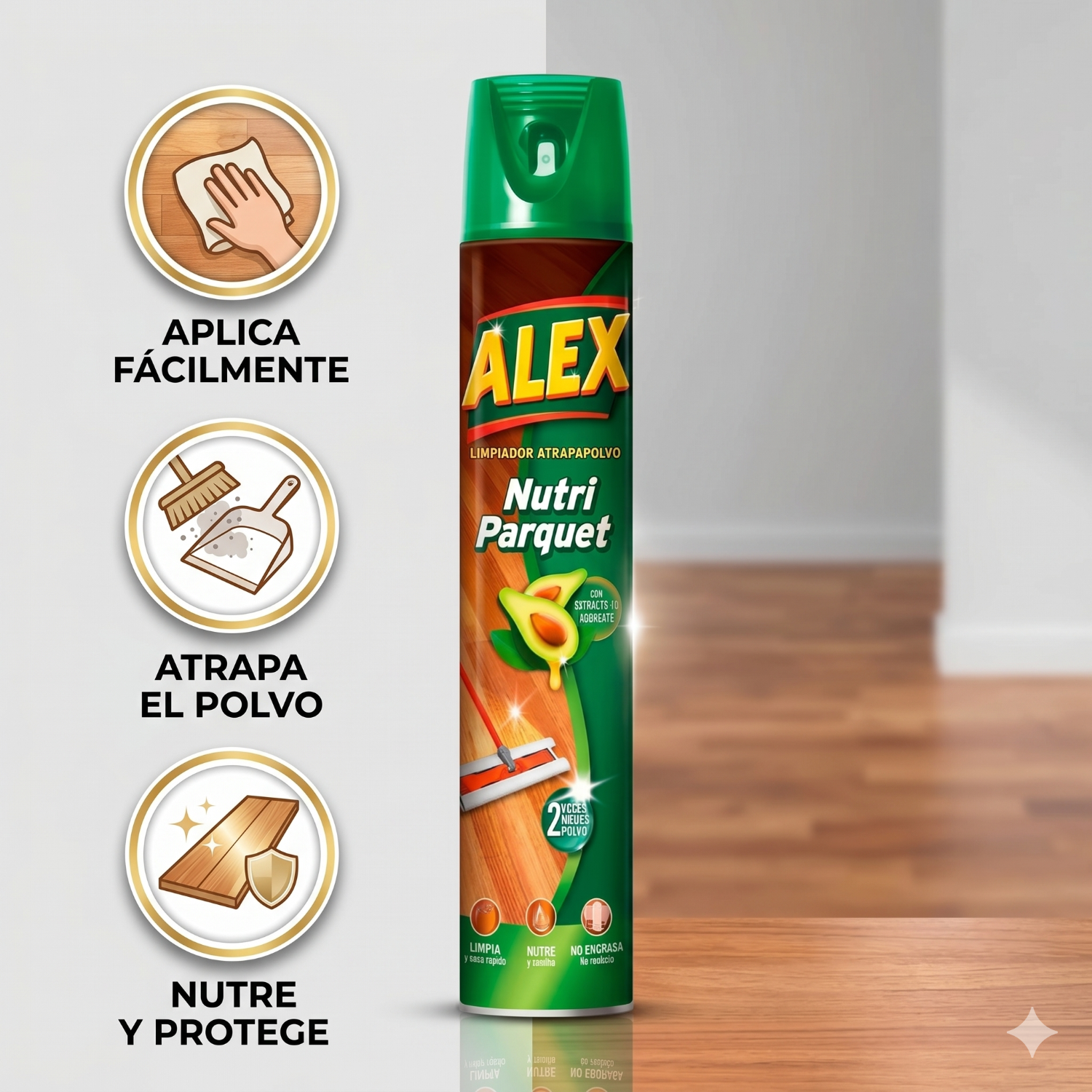 Alex Atrapa Polvo Limpieza Parquet Aerosol 750cc-2