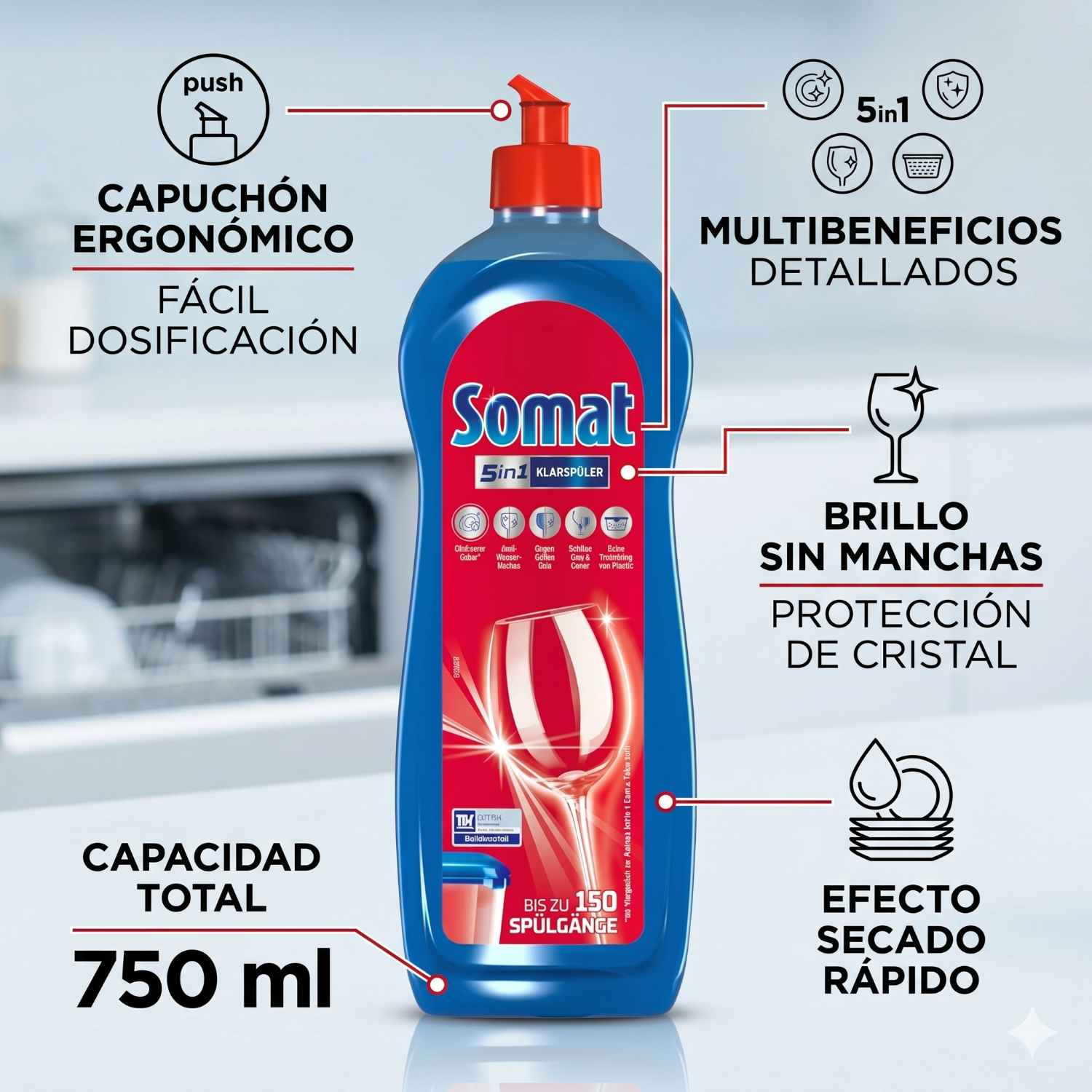 Abrillantador Lavavajillas Somat 5 en 1 750 ml-6