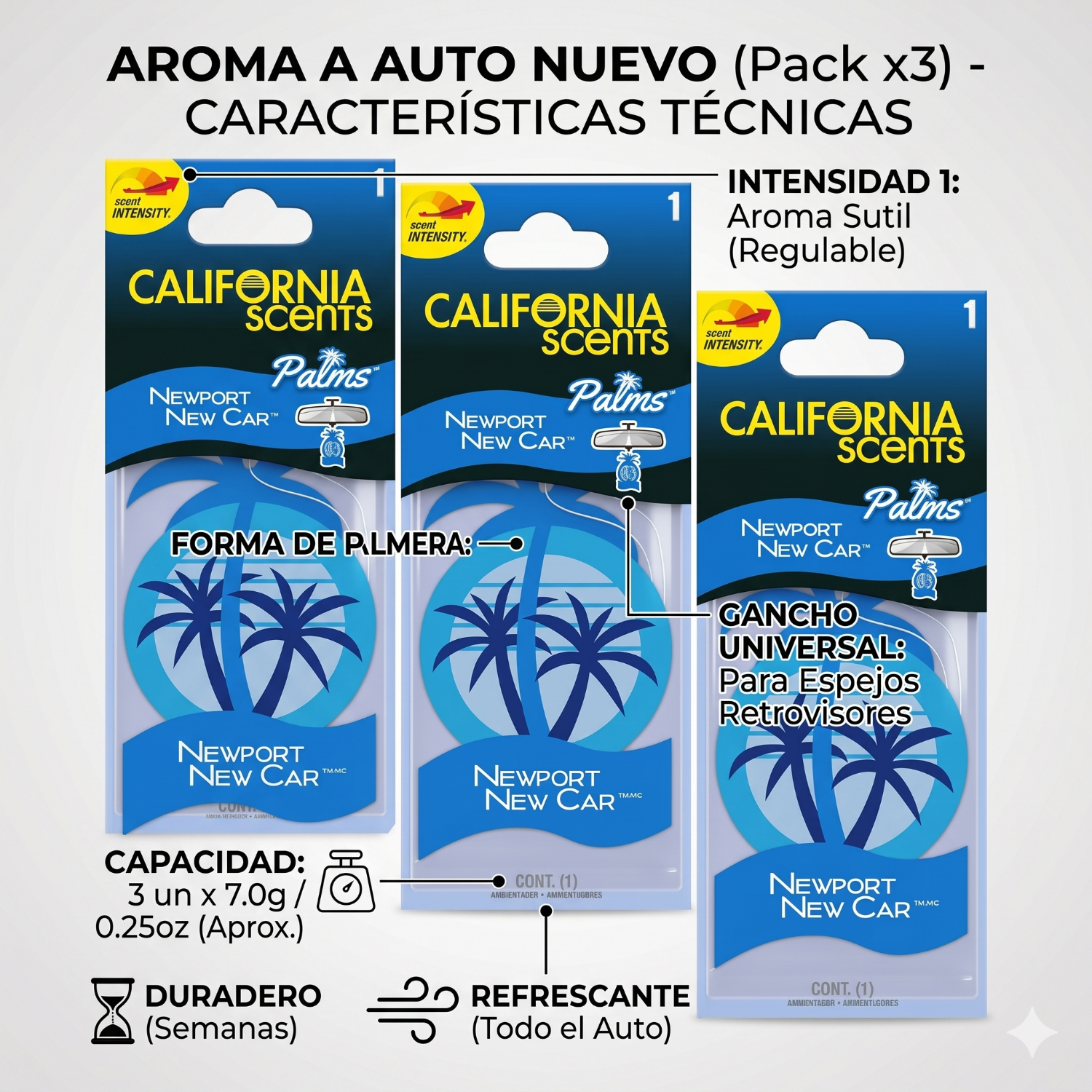 Ambientador de Auto Aroma Auto Nuevo Pack x3-2