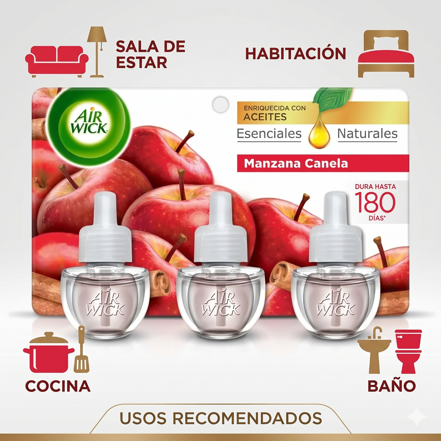 Recarga Air Wick Eléctrico Manzana Canela 3 Unid-2