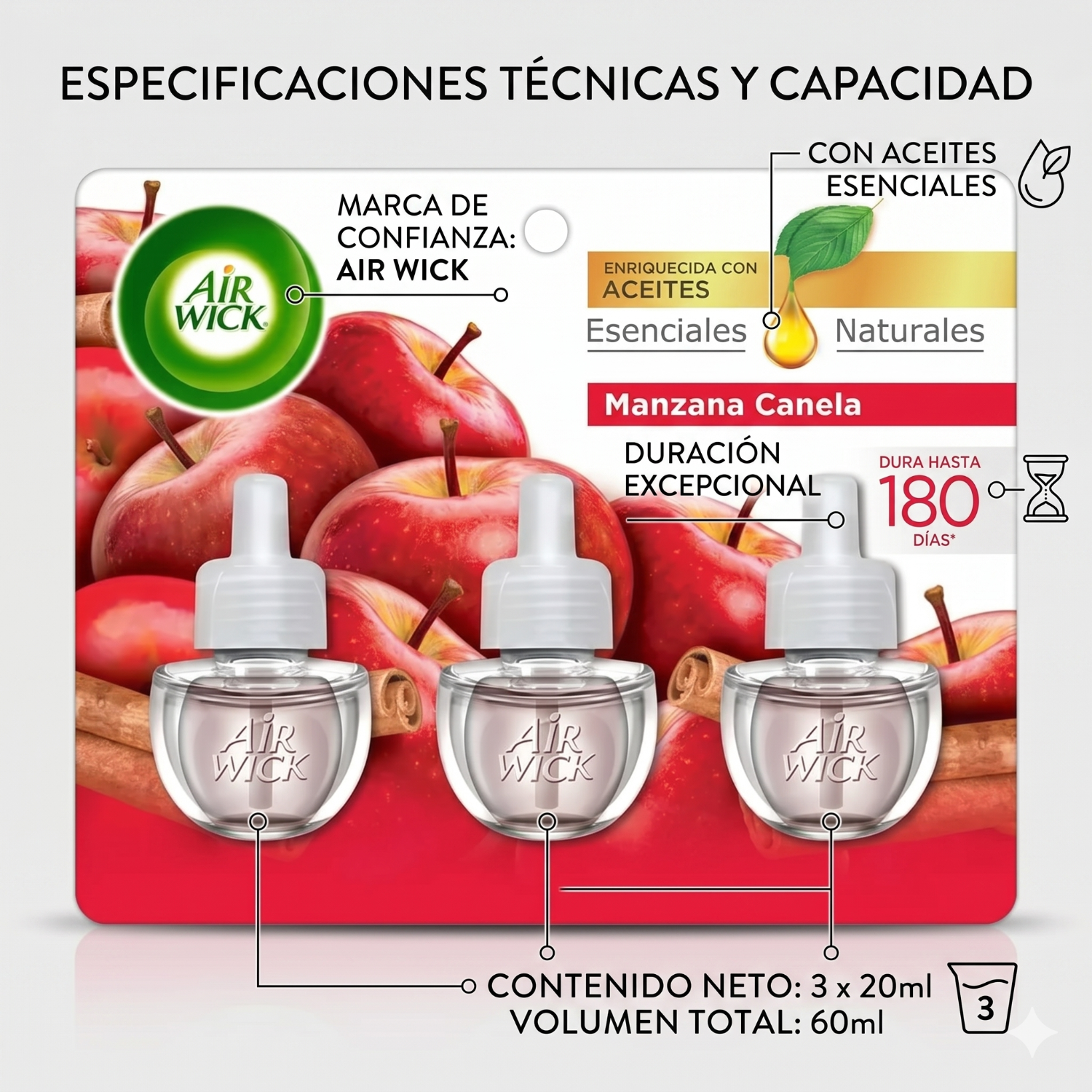 Recarga Air Wick Eléctrico Manzana Canela 3 Unid-3
