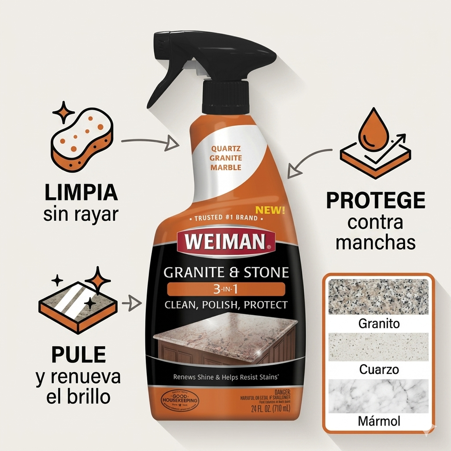 Limpiador Granito Y Piedra 3 En 1 Weiman 710ml-3