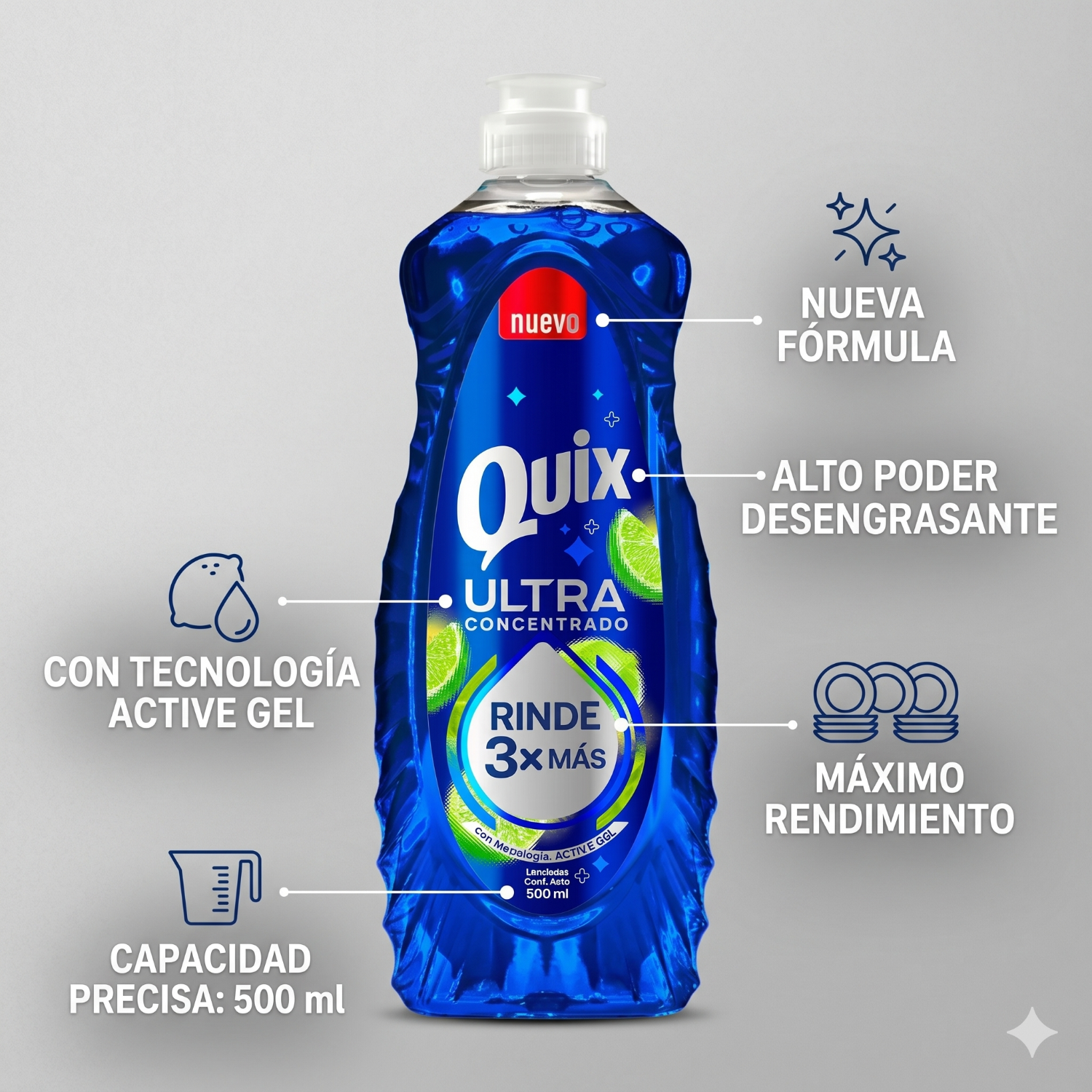 Lavalozas Quix Ultra Concentrado 500 ml Alto Poder Desengrasante-3