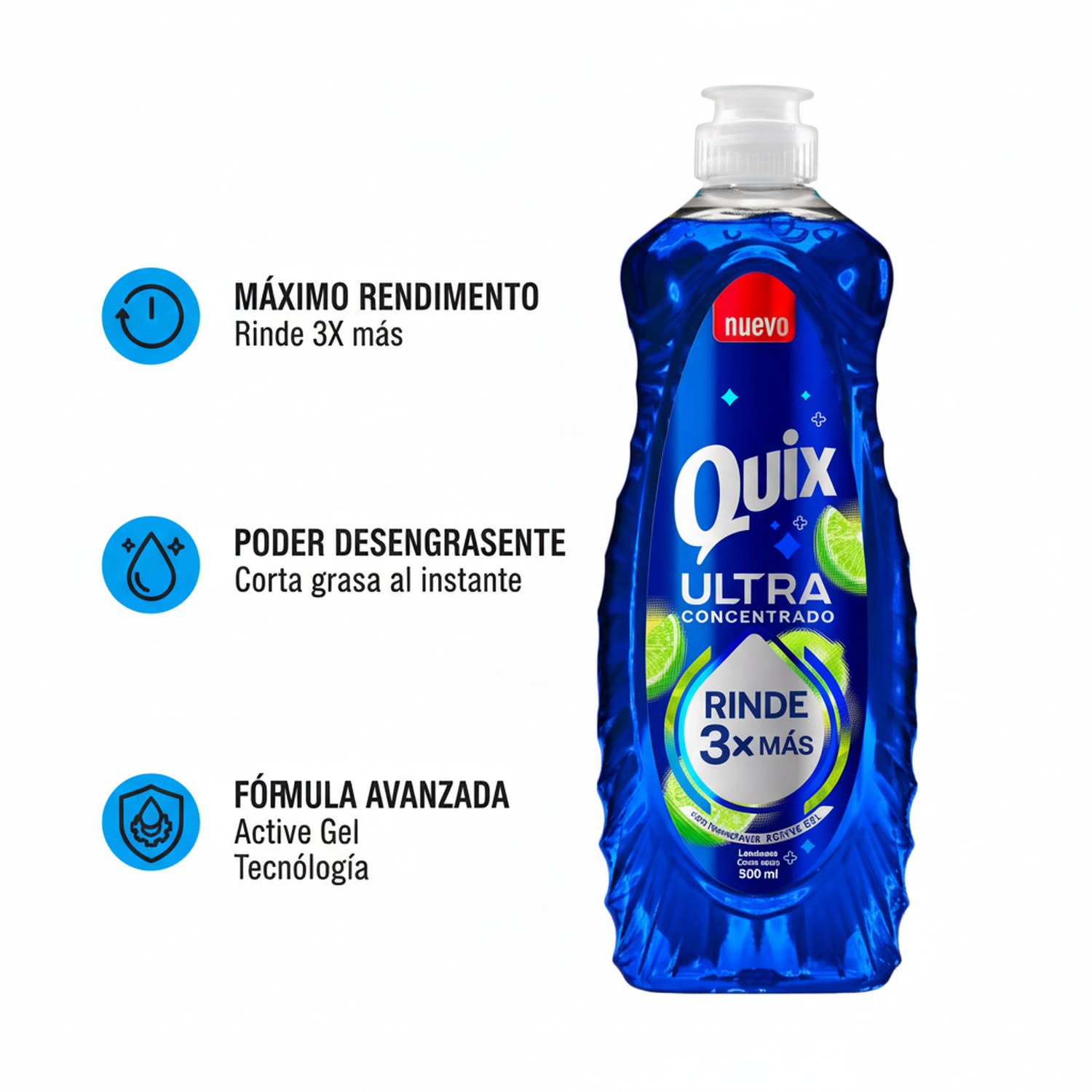 Lavalozas Quix Ultra Concentrado 500 ml Alto Poder Desengrasante-5