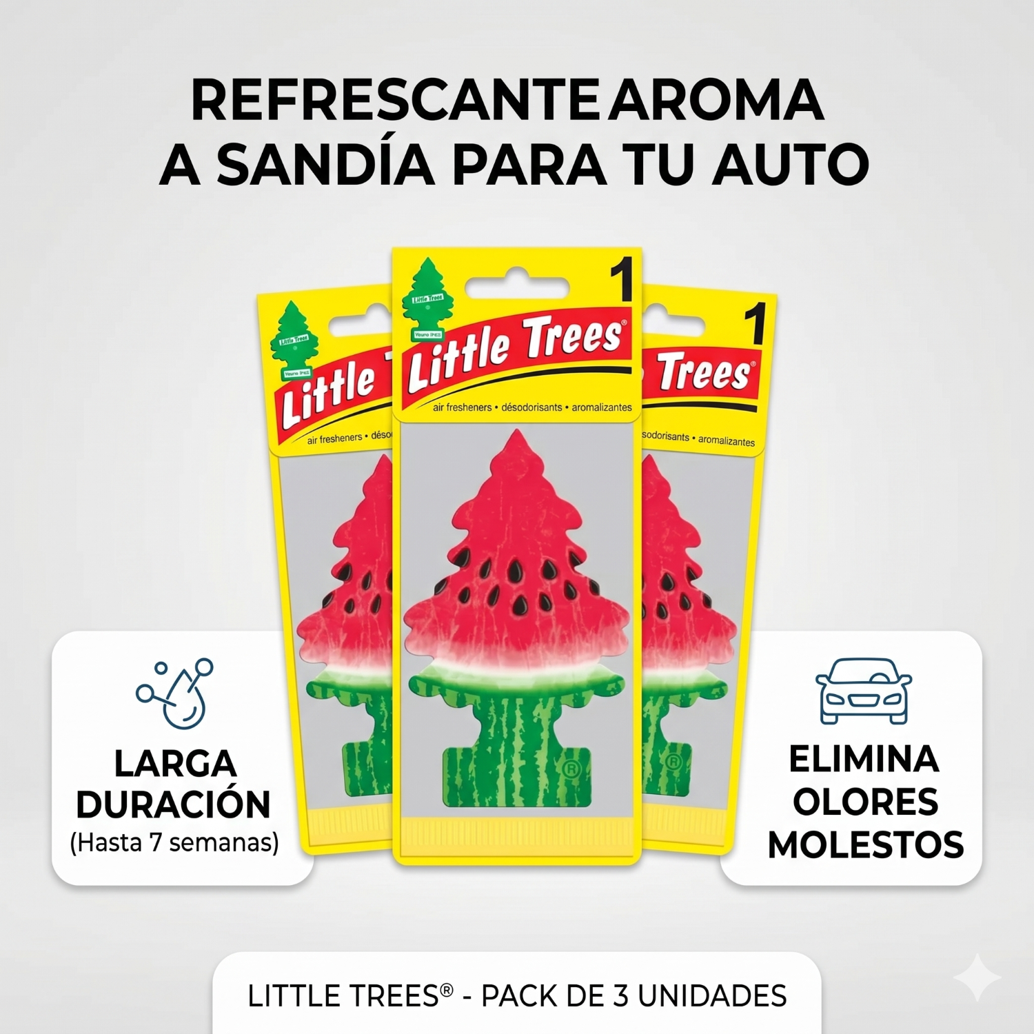 Aromatizante Auto Sandía Little Trees 3 Unid-2