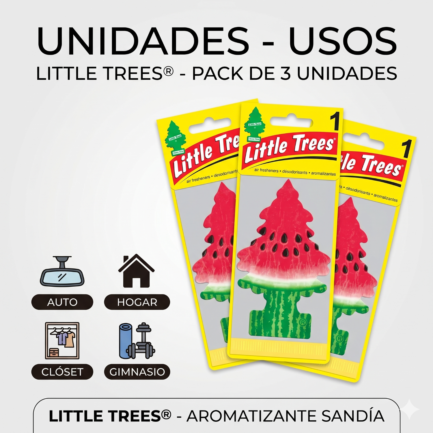 Aromatizante Auto Sandía Little Trees 3 Unid-3