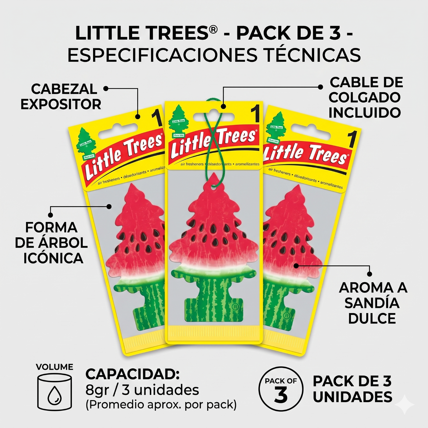 Aromatizante Auto Sandía Little Trees 3 Unid-4