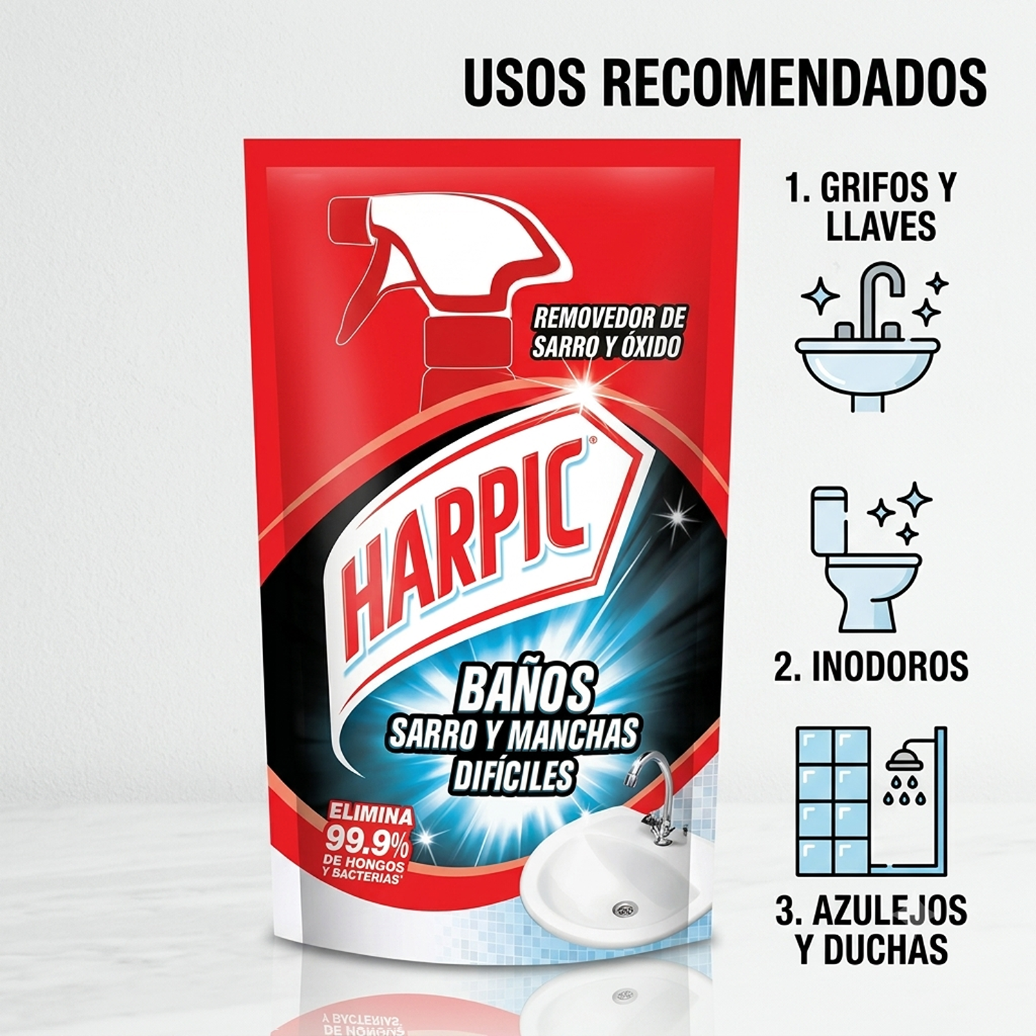 Recarga Harpic Baño Sarro y Manchas Difíciles 420ml-3