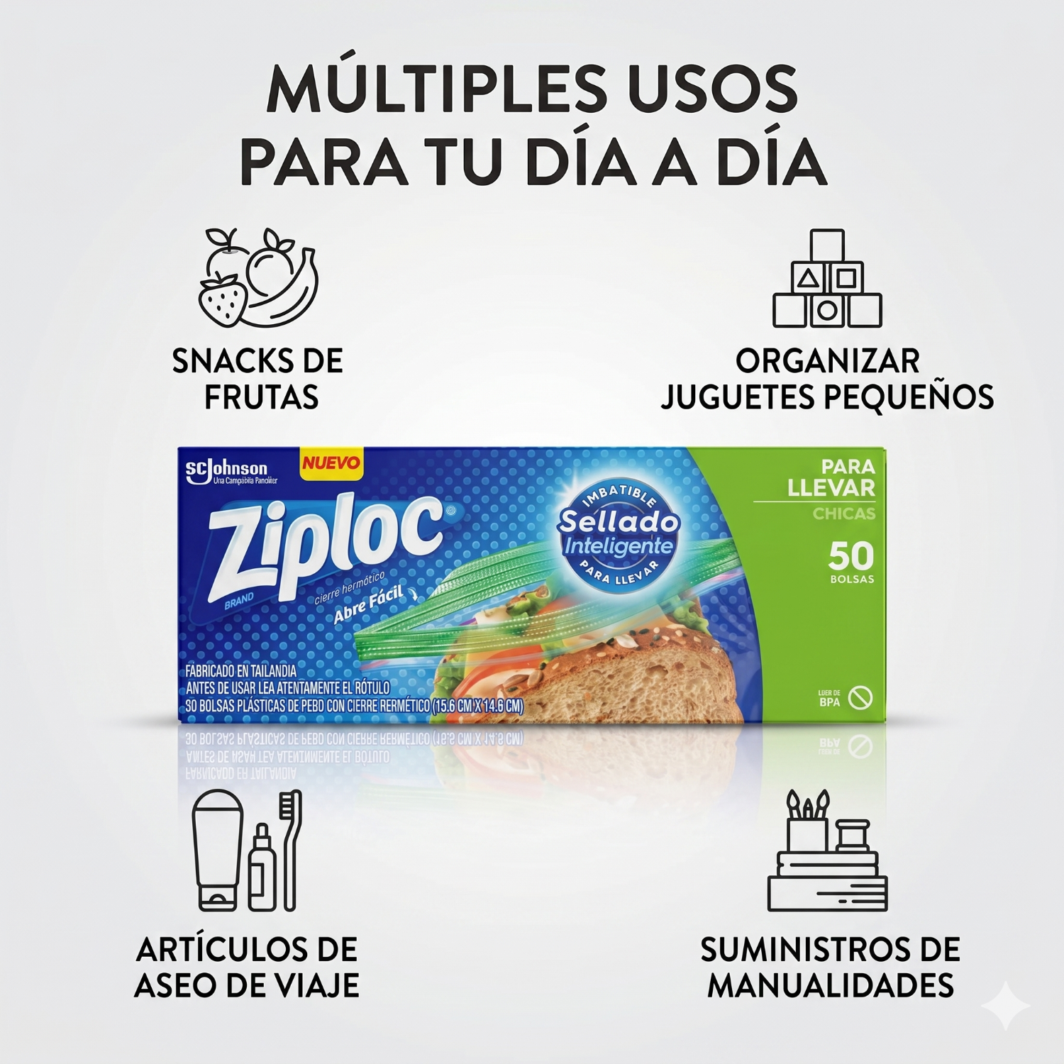 Bolsas Multiuso Para Conservar Ziploc Chicas 50 Unid-2
