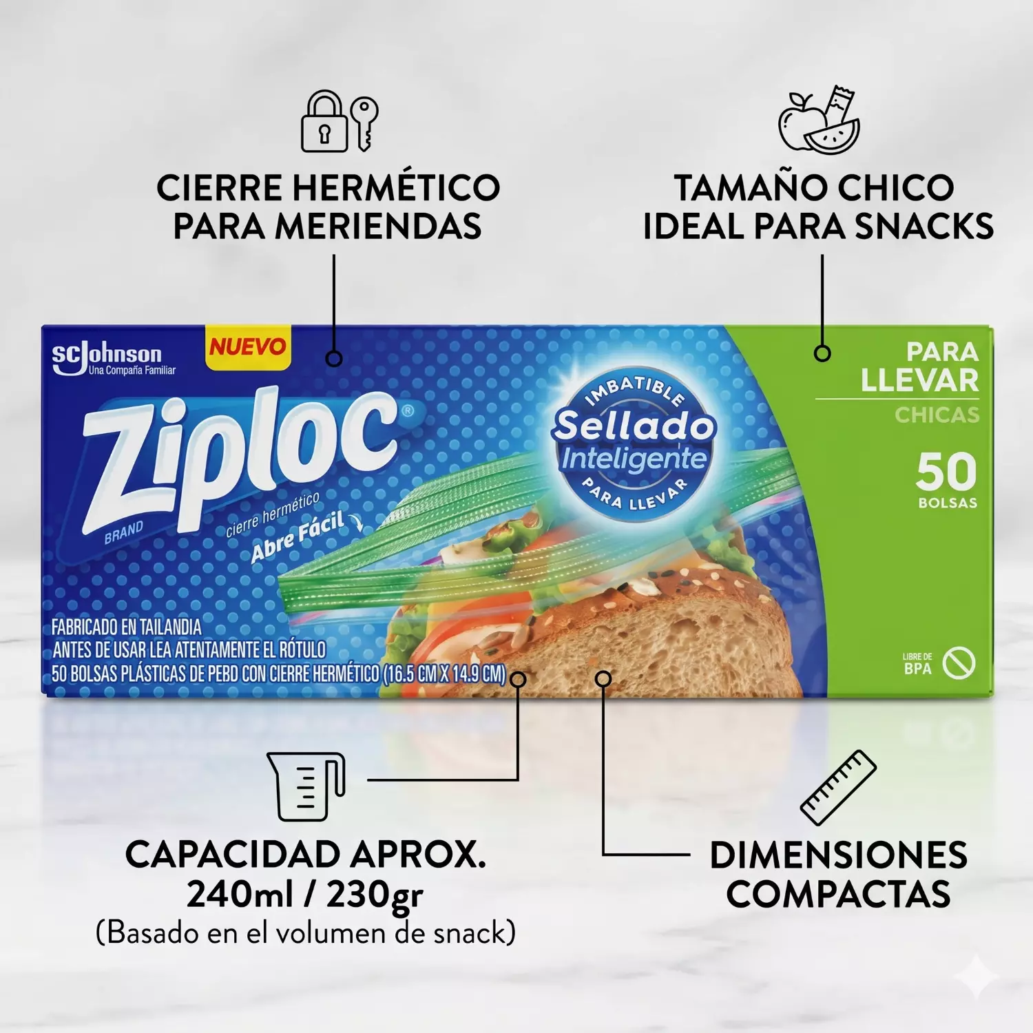 Bolsas Multiuso Para Conservar Ziploc Chicas 50 Unid-3