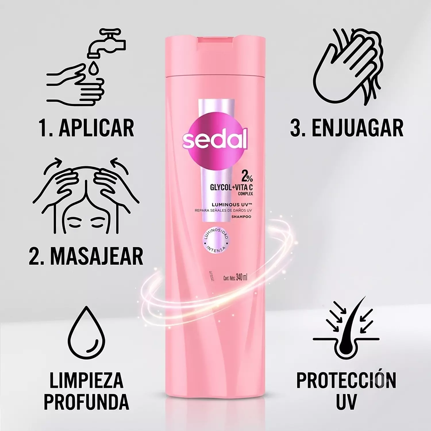 Shampoo Luminous Sedal 340ml Vitamina C Brillo Intenso-2