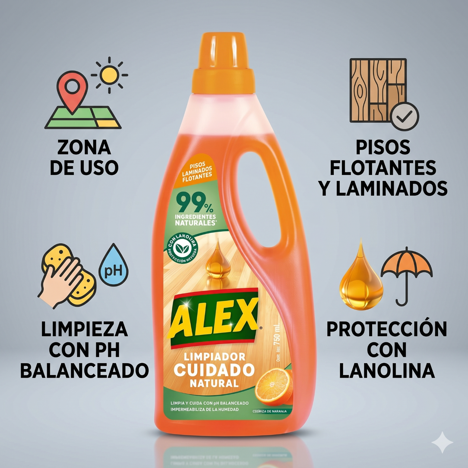 Limpiador Natural Alex Pisos Flotantes 750 ml-2
