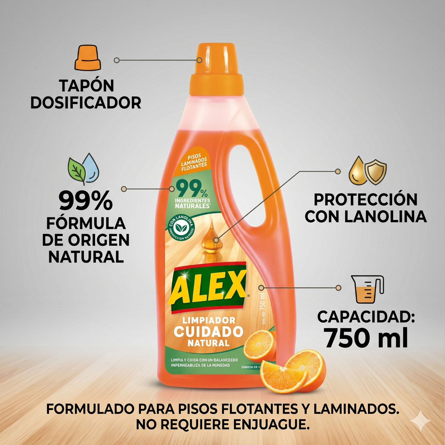 Limpiador Natural Alex Pisos Flotantes 750 ml-3