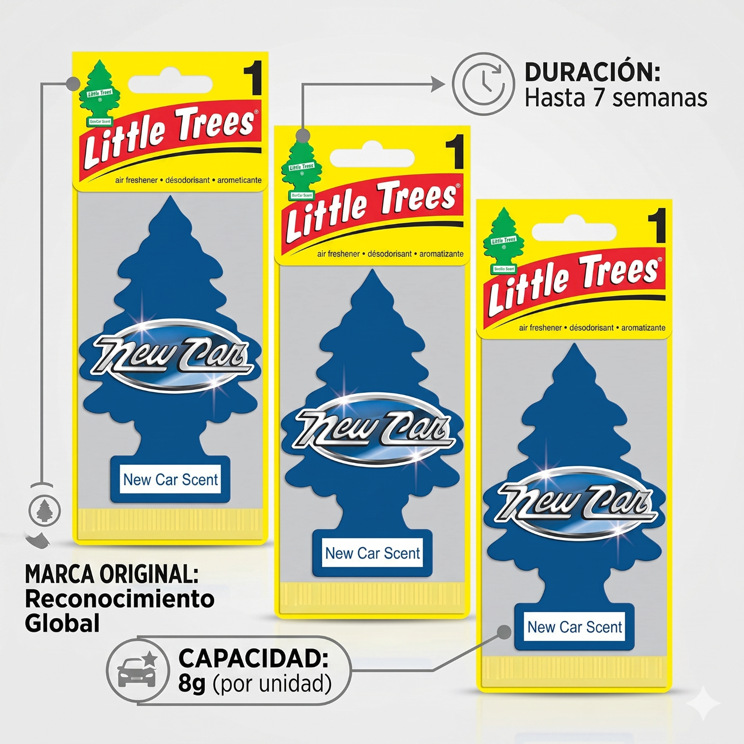 Aromatizante Pino Auto Nuevo Little Trees Pack X 3unid-4