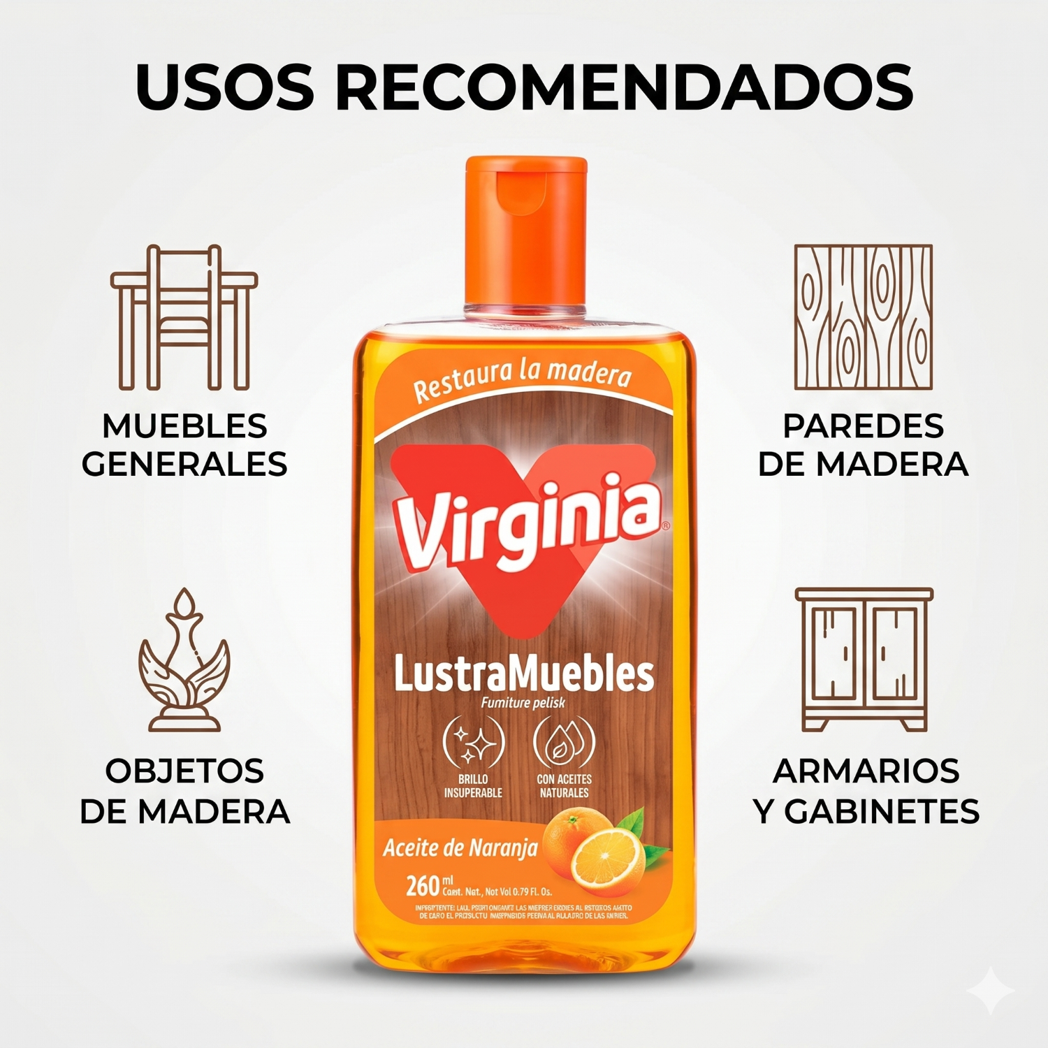 Virginia Lustra Muebles Naranja Natural 260ml-2