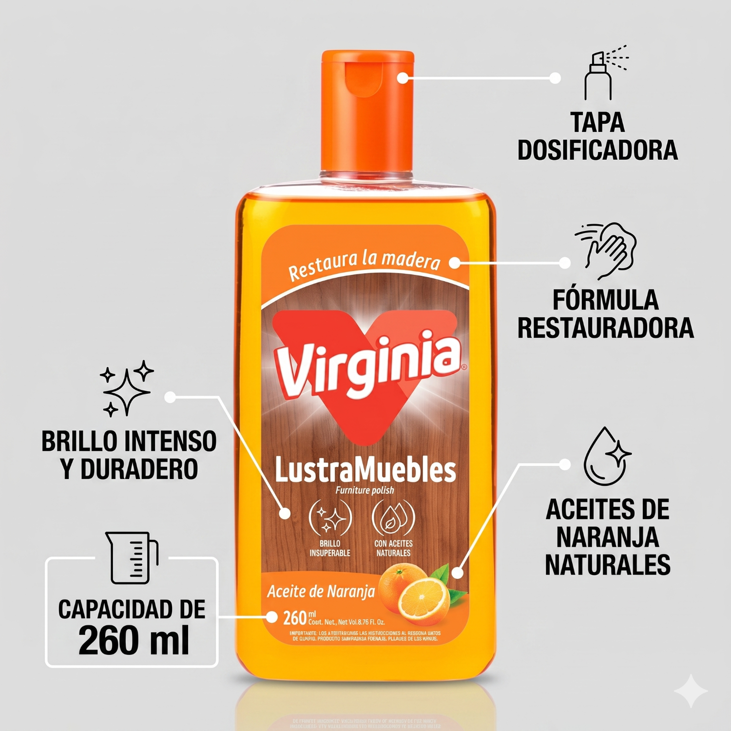 Virginia Lustra Muebles Naranja Natural 260ml-3