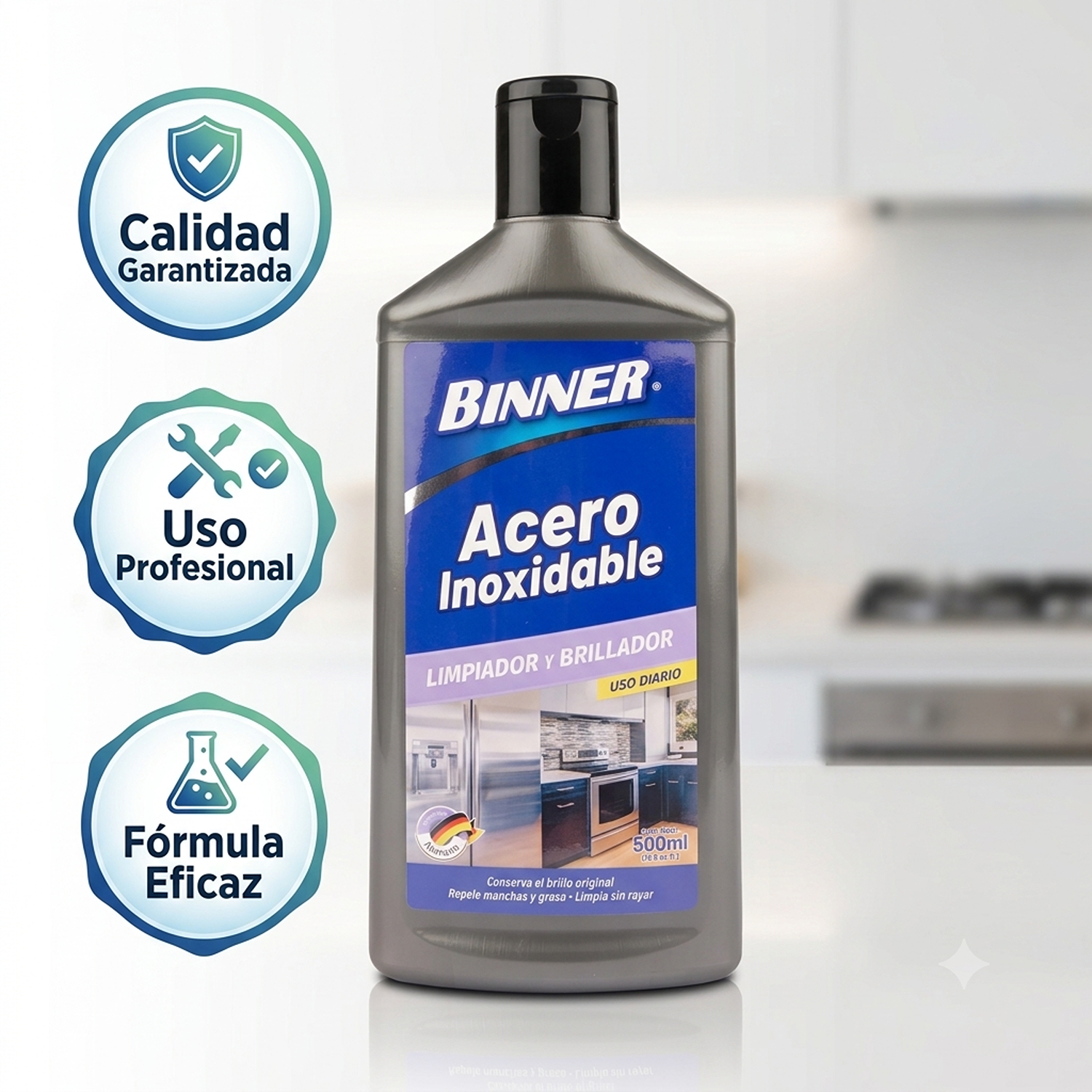 Limpiador y Brillador Binner Acero Inoxidable 500ml-2