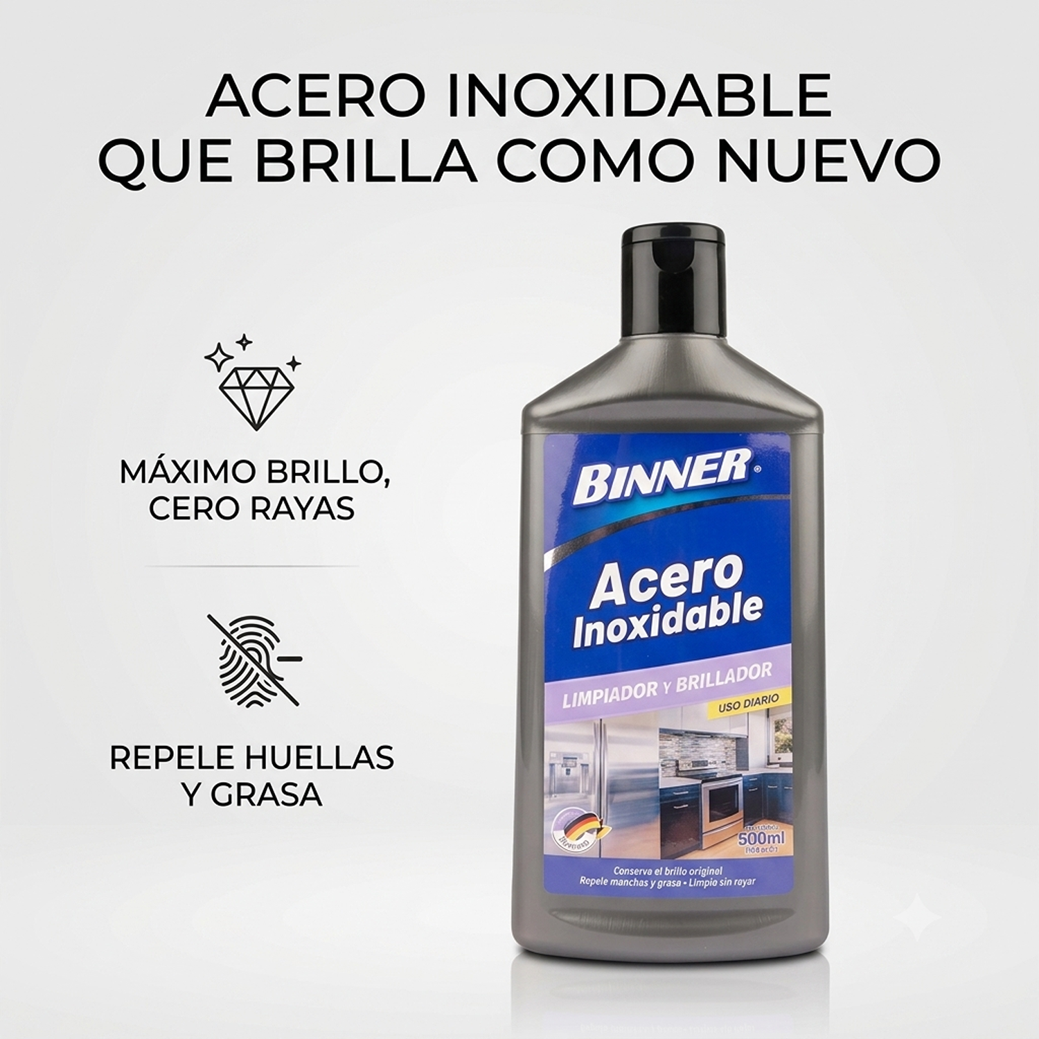Limpiador y Brillador Binner Acero Inoxidable 500ml-3
