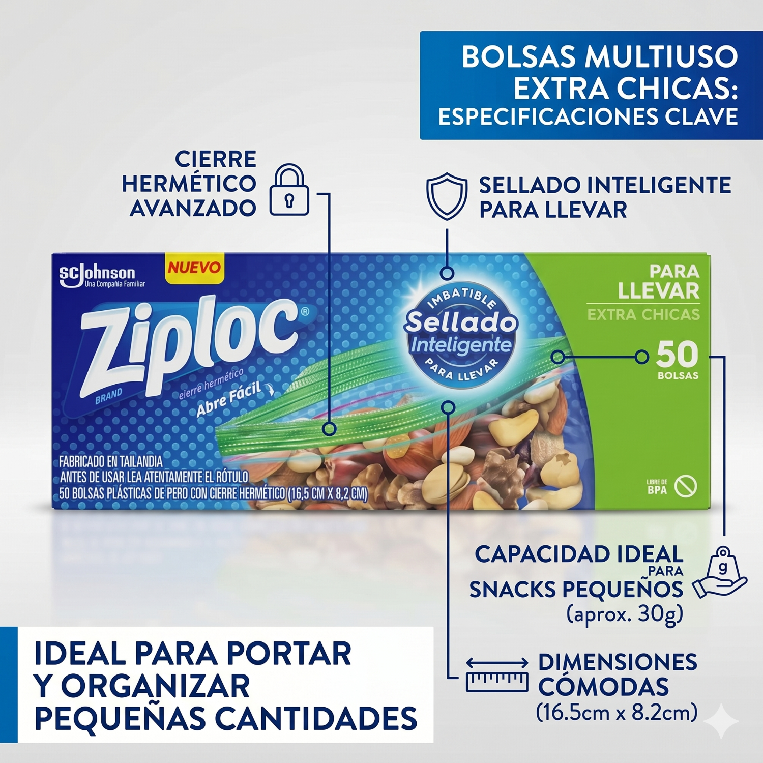 Bolsas Multiuso Para Llevar Ziploc Extra Chicas 50unid-3
