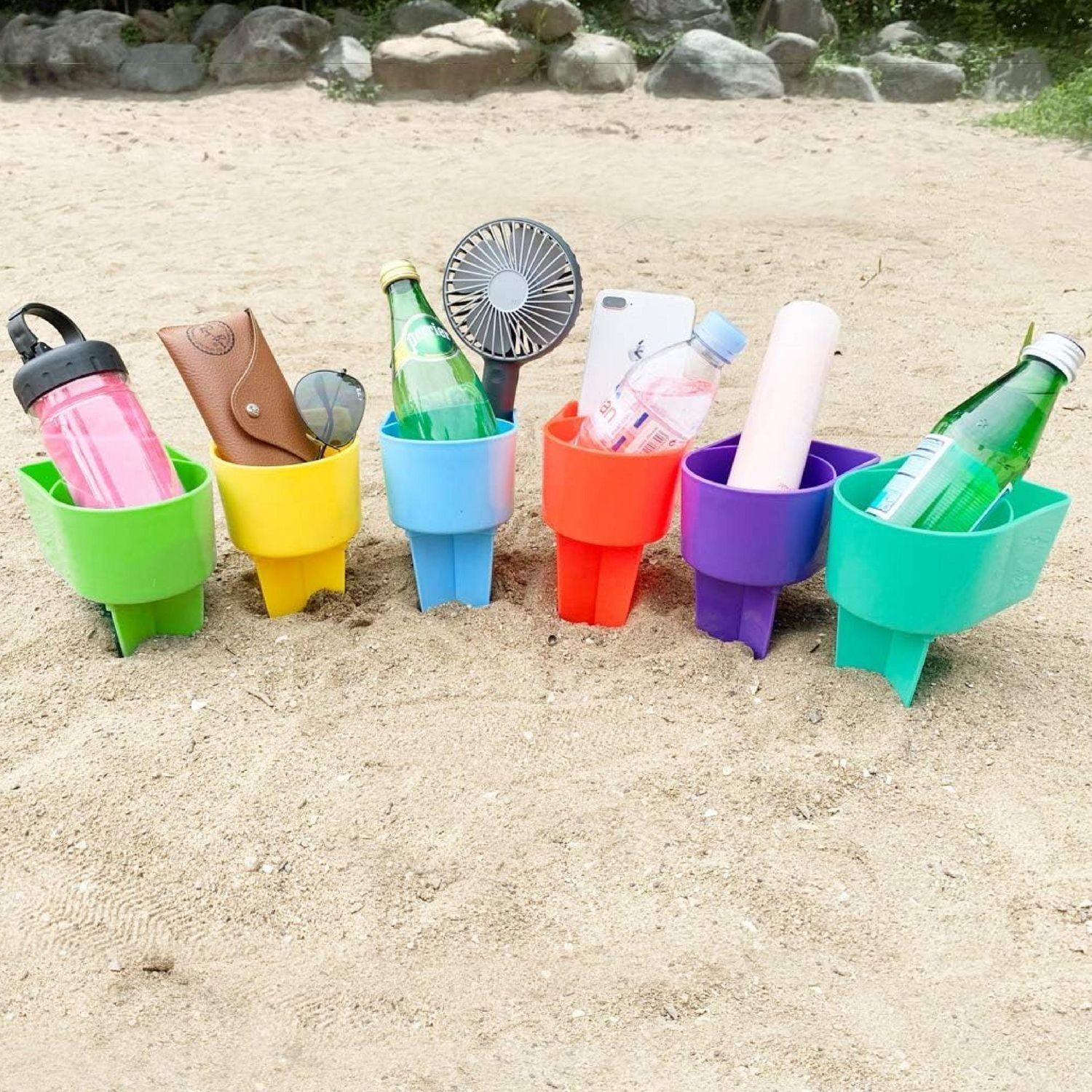 Pack X4 Porta Vasos Celular Playa Arena Klimber Rojo-3