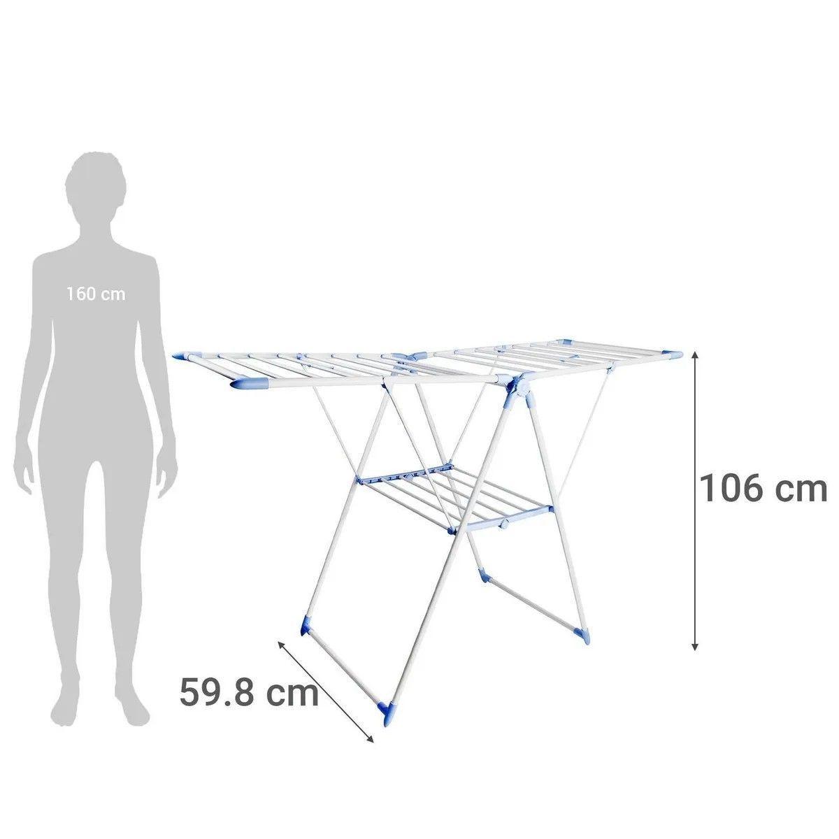 Tendedero De Ropa Con Bandeja Plegable Acero 156.5x61x97 Cm-4