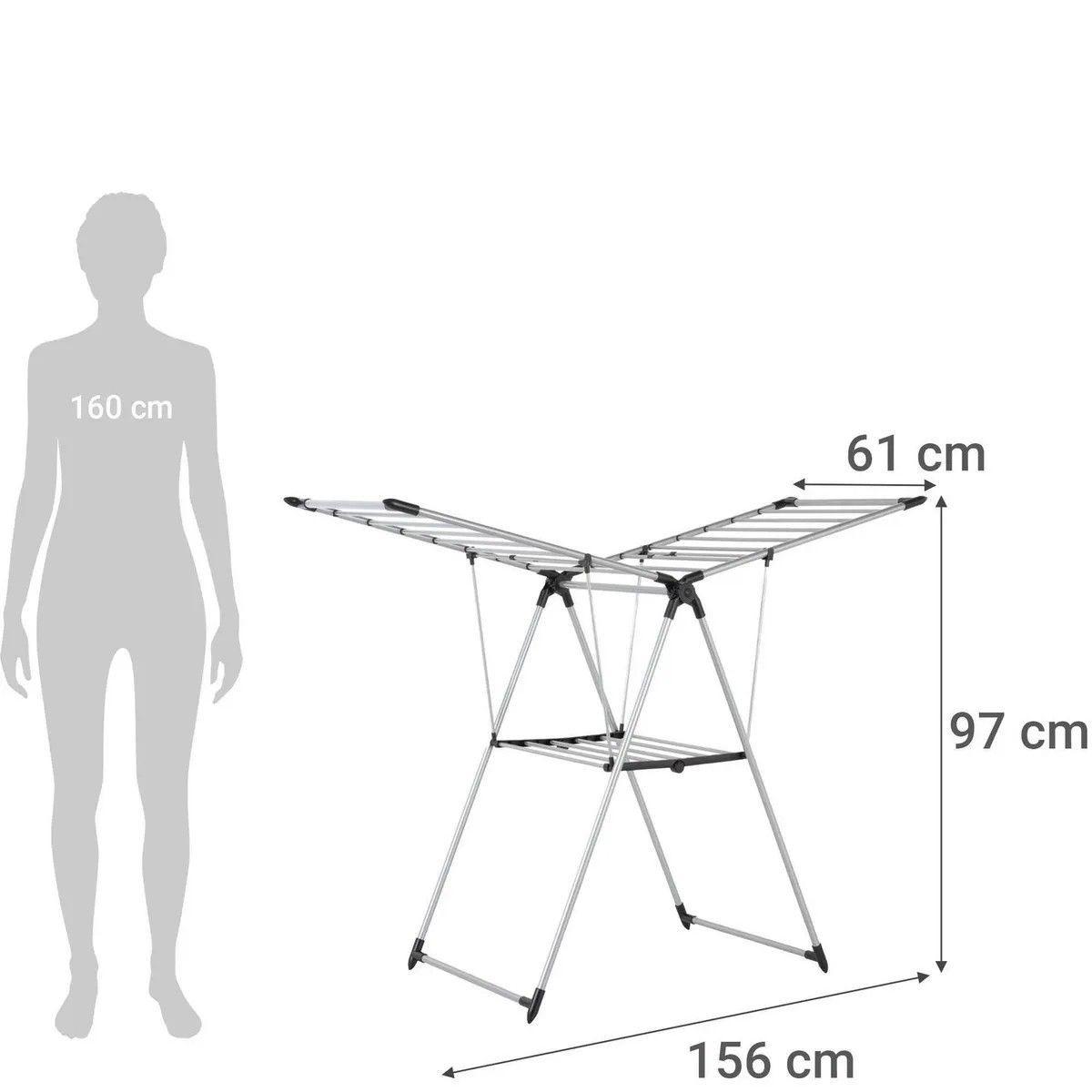 Tendedero De Ropa Con Bandeja Plegable Acero 156.5x61x97 Cm-7