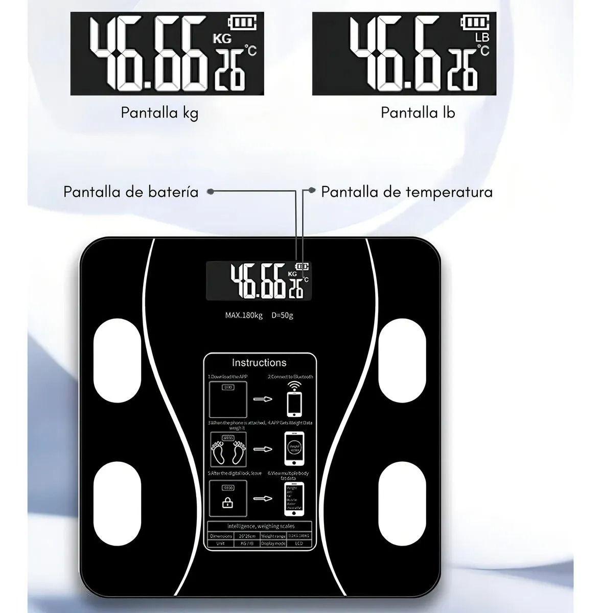 Pesa Digital De Baño Inteligente Bluetooth -3