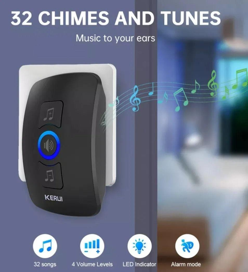 Timbre Kerui Inalámbrico Impermeable Para Lluvia 150mt Touch-2