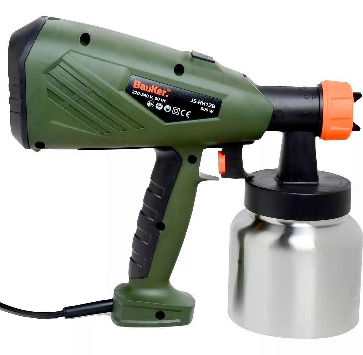 Pistola Para Pintar Eléctrica Bauker 500 W + 6 Accesorios Color Verde-3