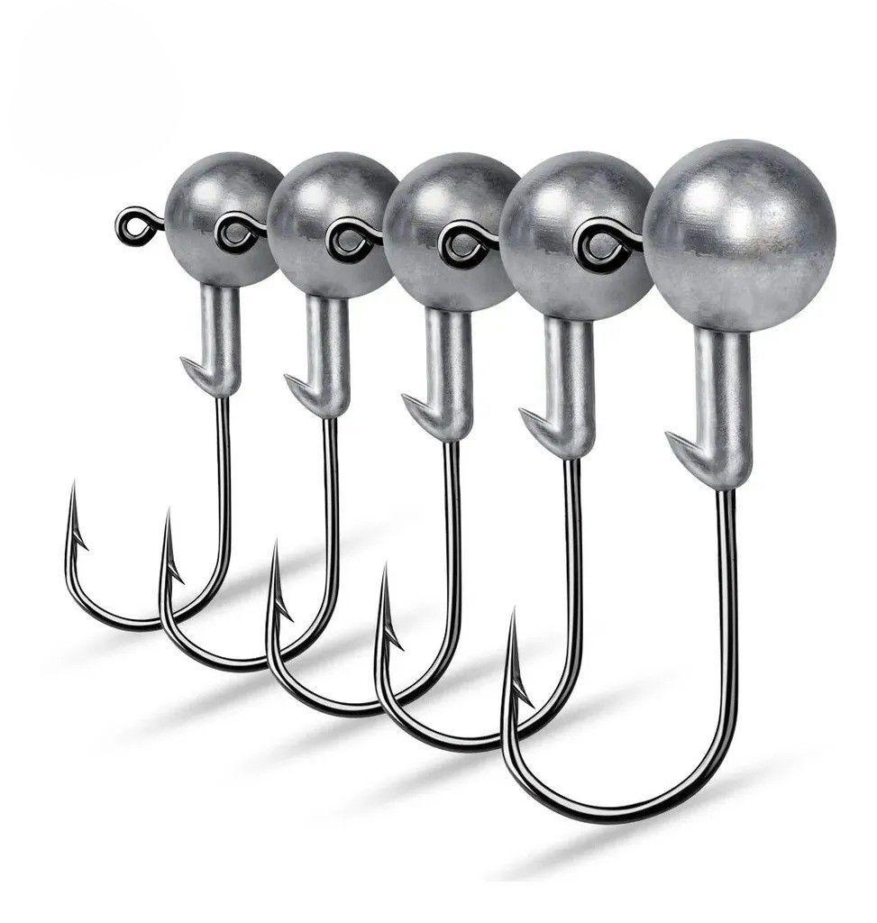 Pack X10 Anzuelos Pesca Cabeza Plomada Redonda Cebo Blando-2