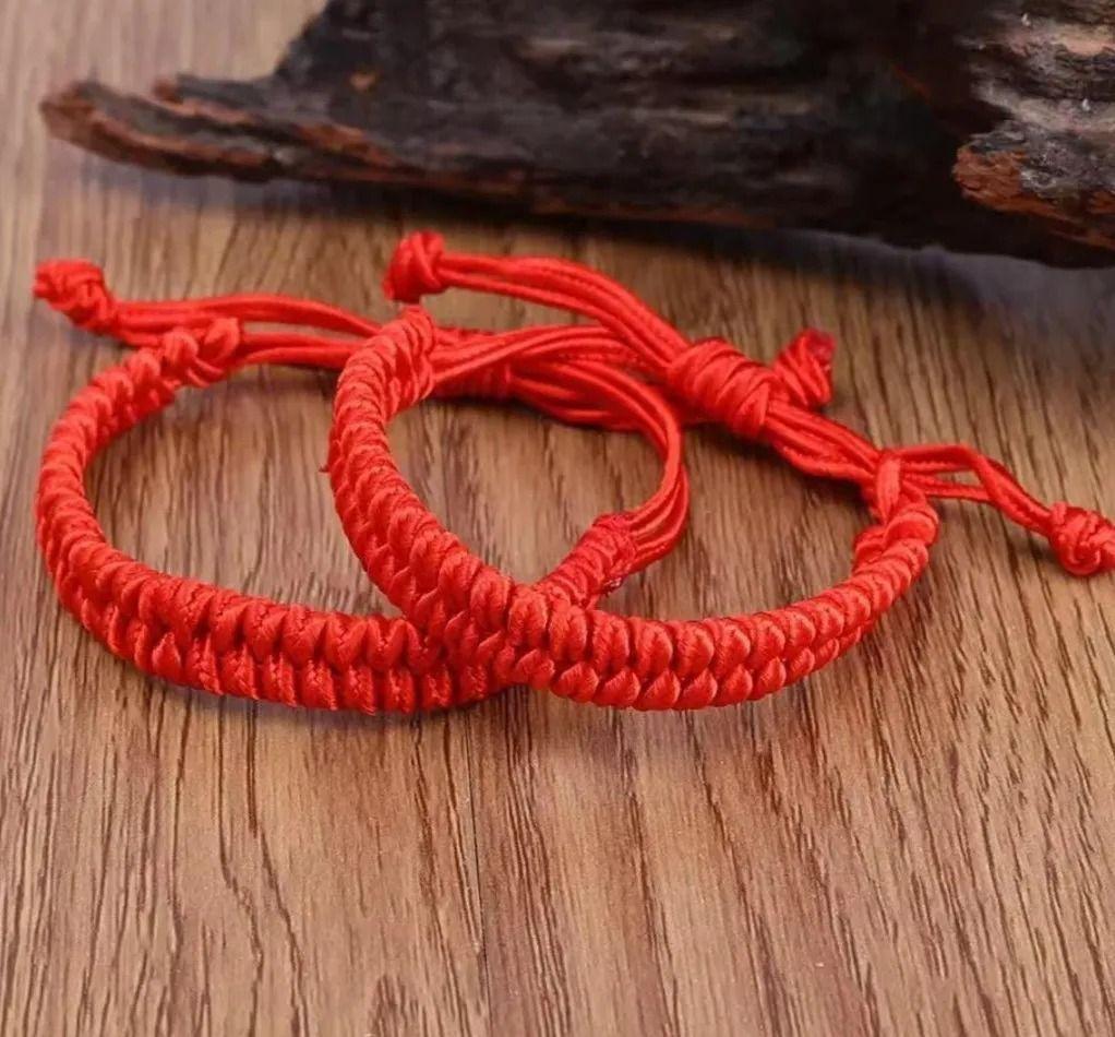 Pack X2 Pulsera Hilo Rojo Trenzada Protección Suerte Vibras-2