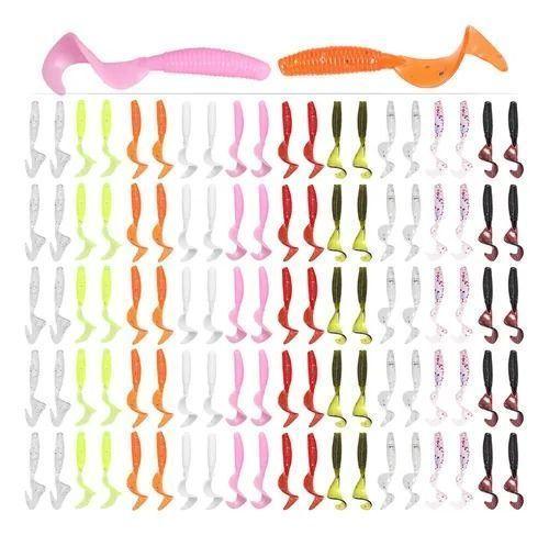 Pack 100 Señuelos Pesca Cebo Blando Gusano Silicona 4cm-2
