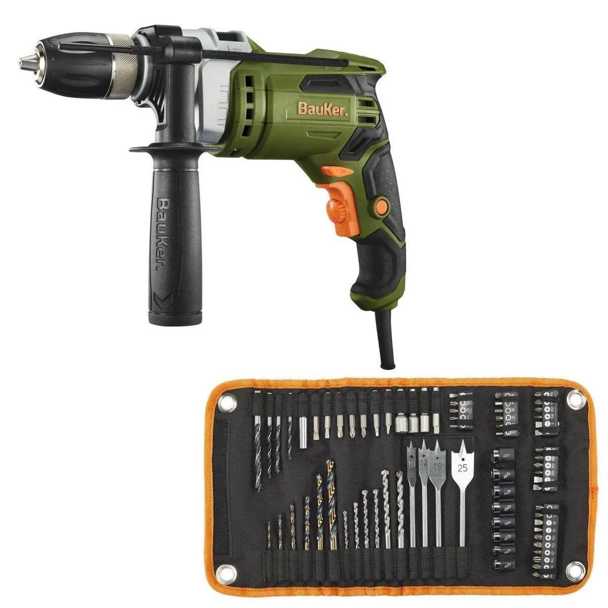 Taladro Percutor Eléctrico 900 W Con 73 Accesorios Bauker-2