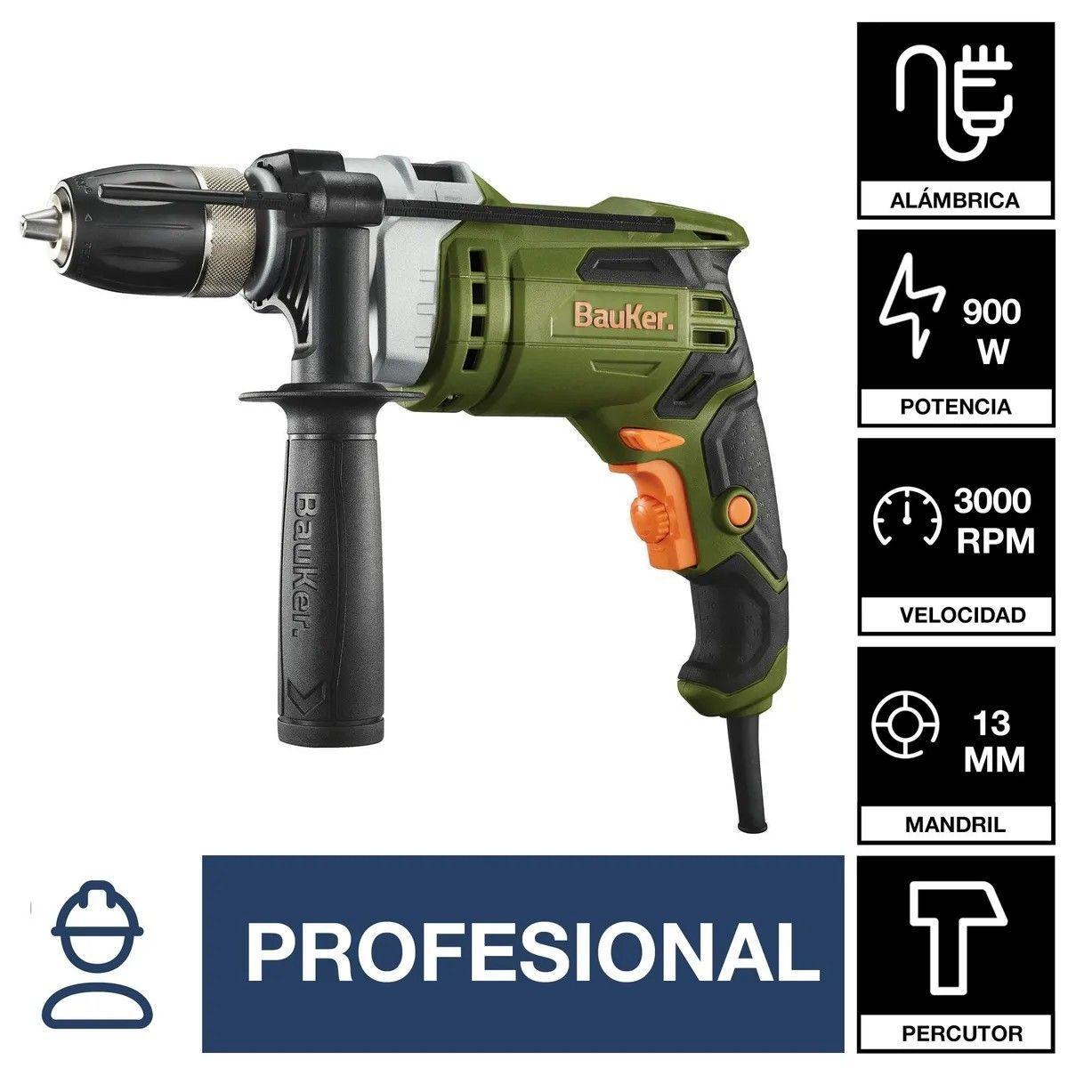 Taladro Percutor Eléctrico 900 W Con 73 Accesorios Bauker-6
