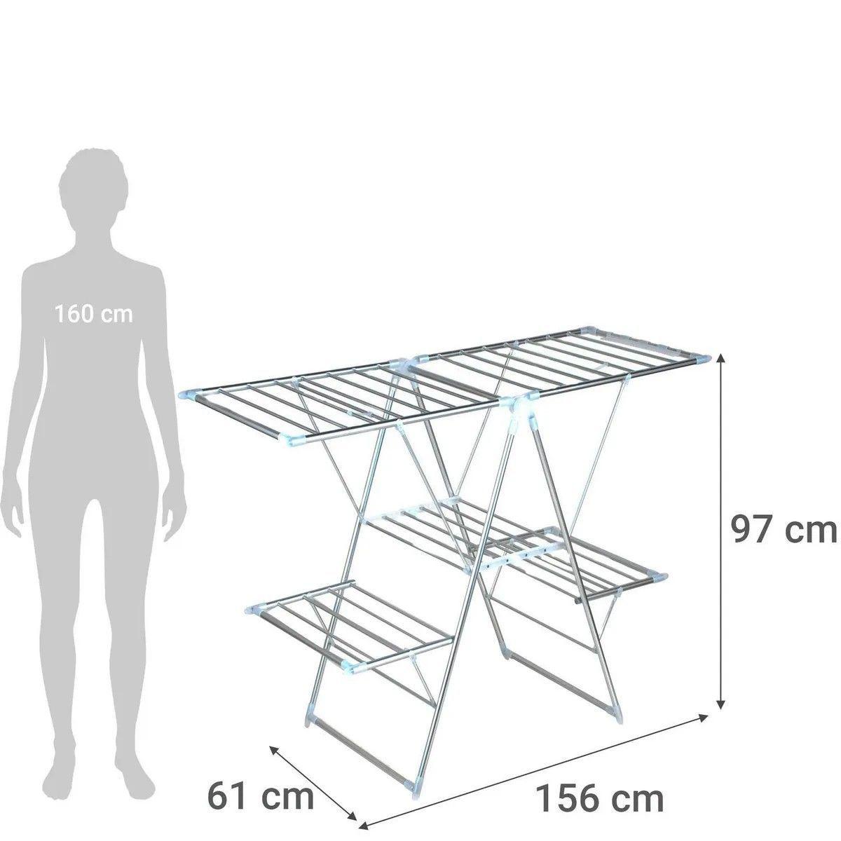 Tendedero De Ropa Doble Piso Aluminio 156x61x97 Cm Blanco-7