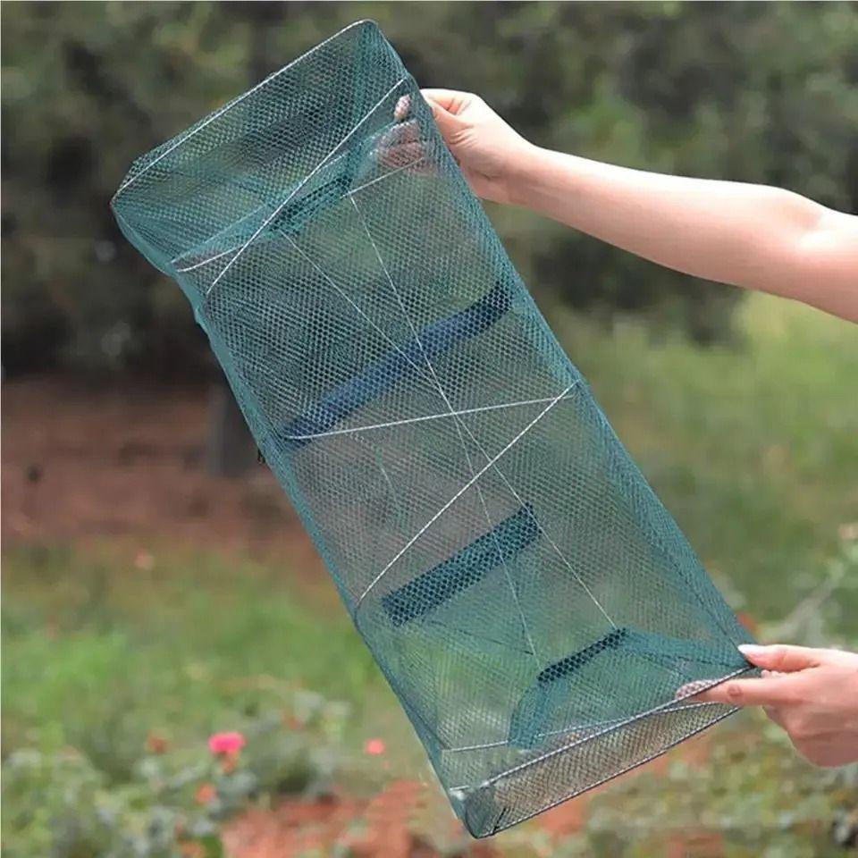 Malla Red Jaula Trampa Para Pesca Plegable De 2 Orificios-4