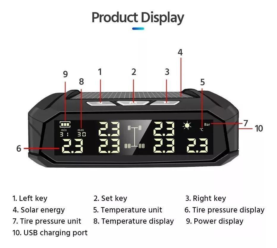 Sensor Solar Presion Neumaticos De Auto 6 Sensores-3